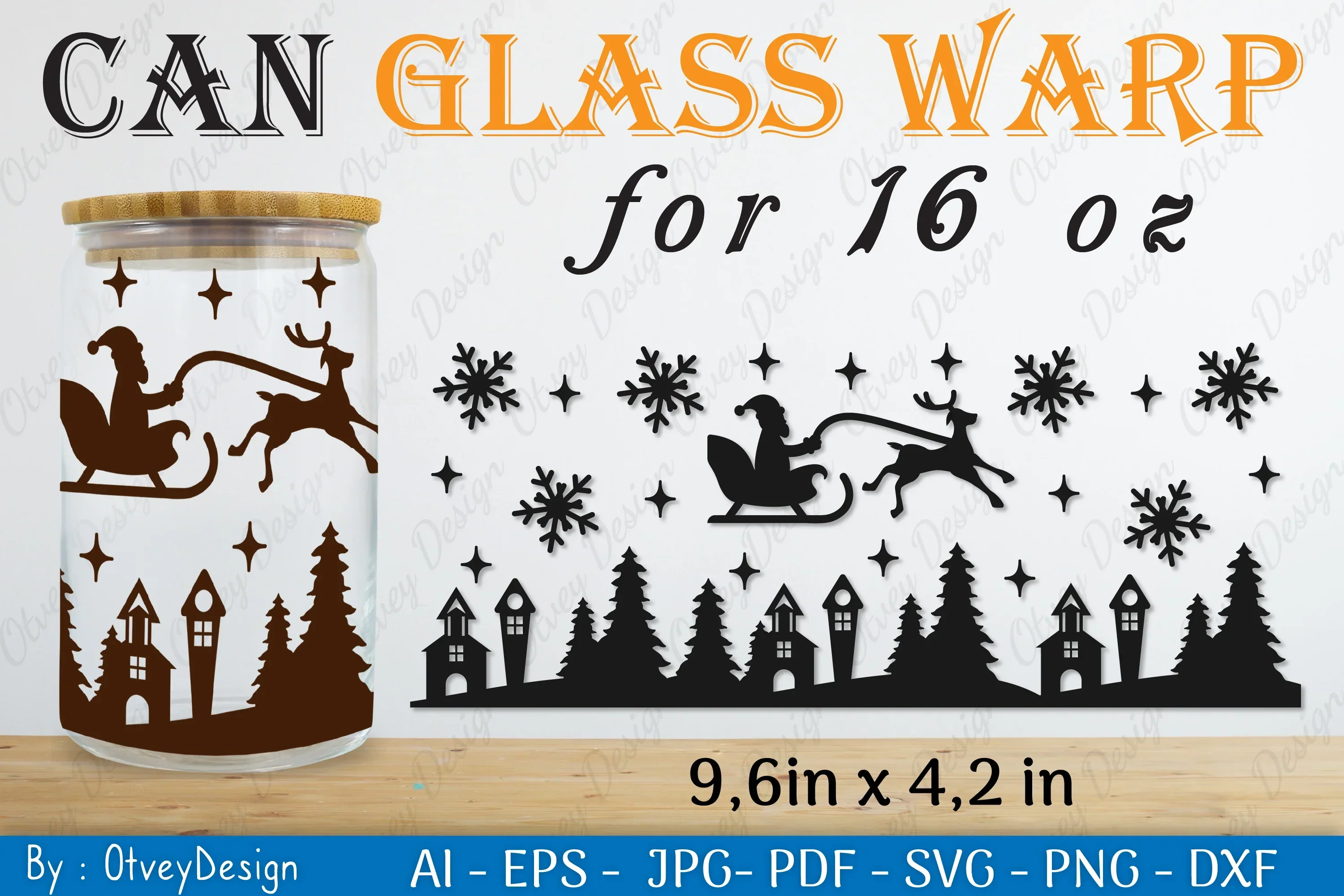 Christmas Santa Sleigh Can Glass SVG Bundle