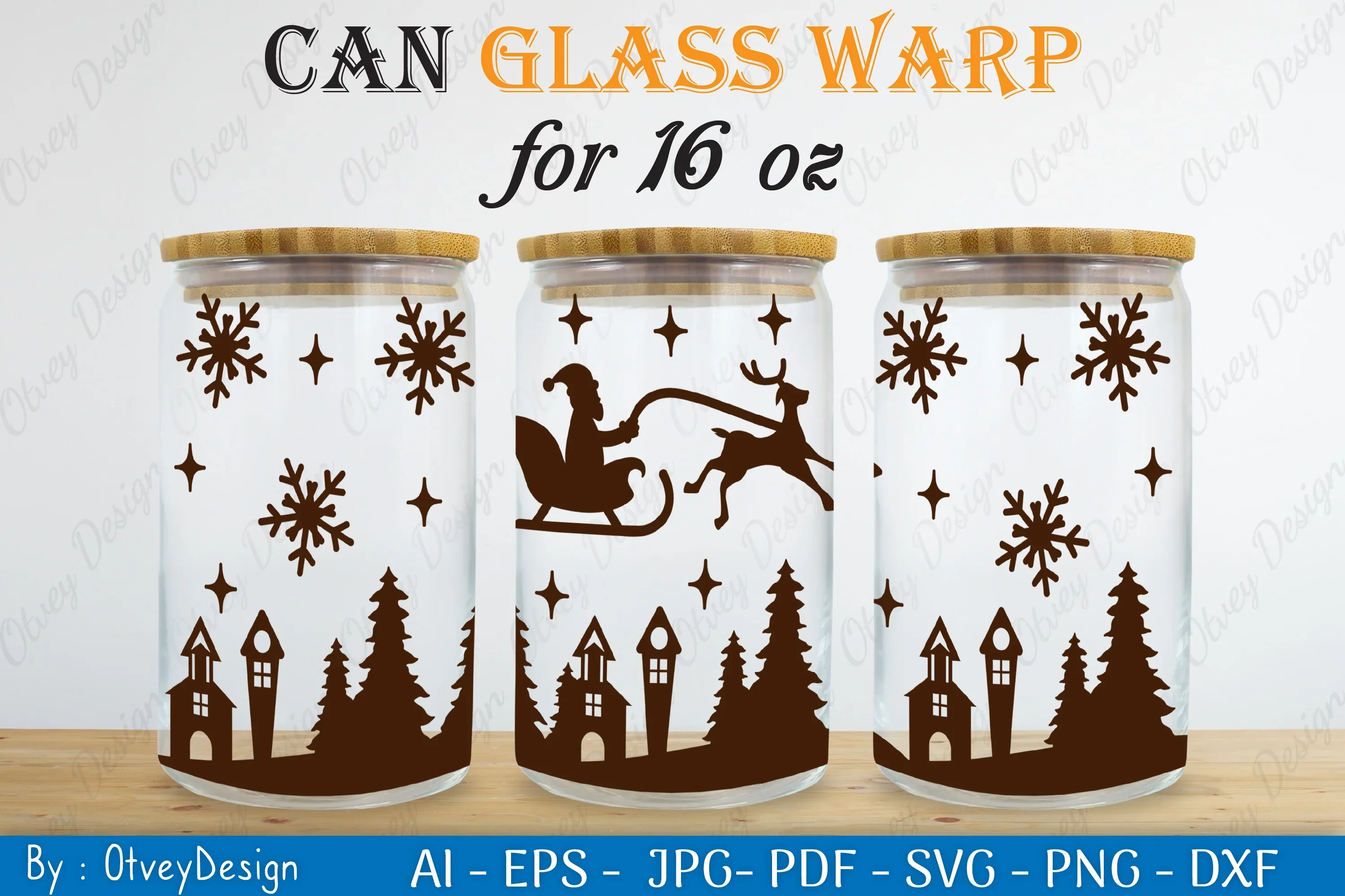 Christmas Santa Sleigh Can Glass SVG Bundle - Image 2
