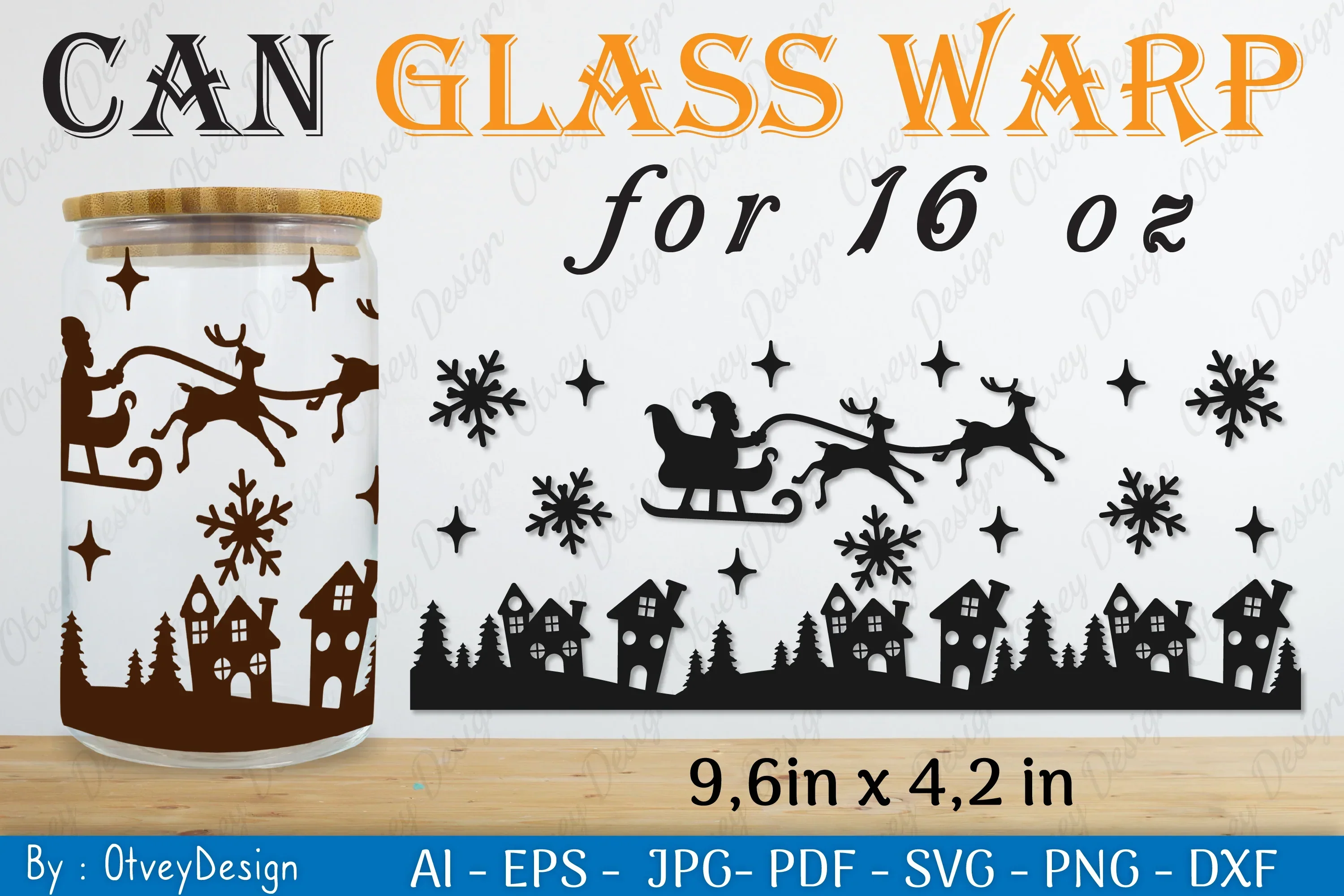 Christmas Santa Sleigh Can Glass SVG Bundle