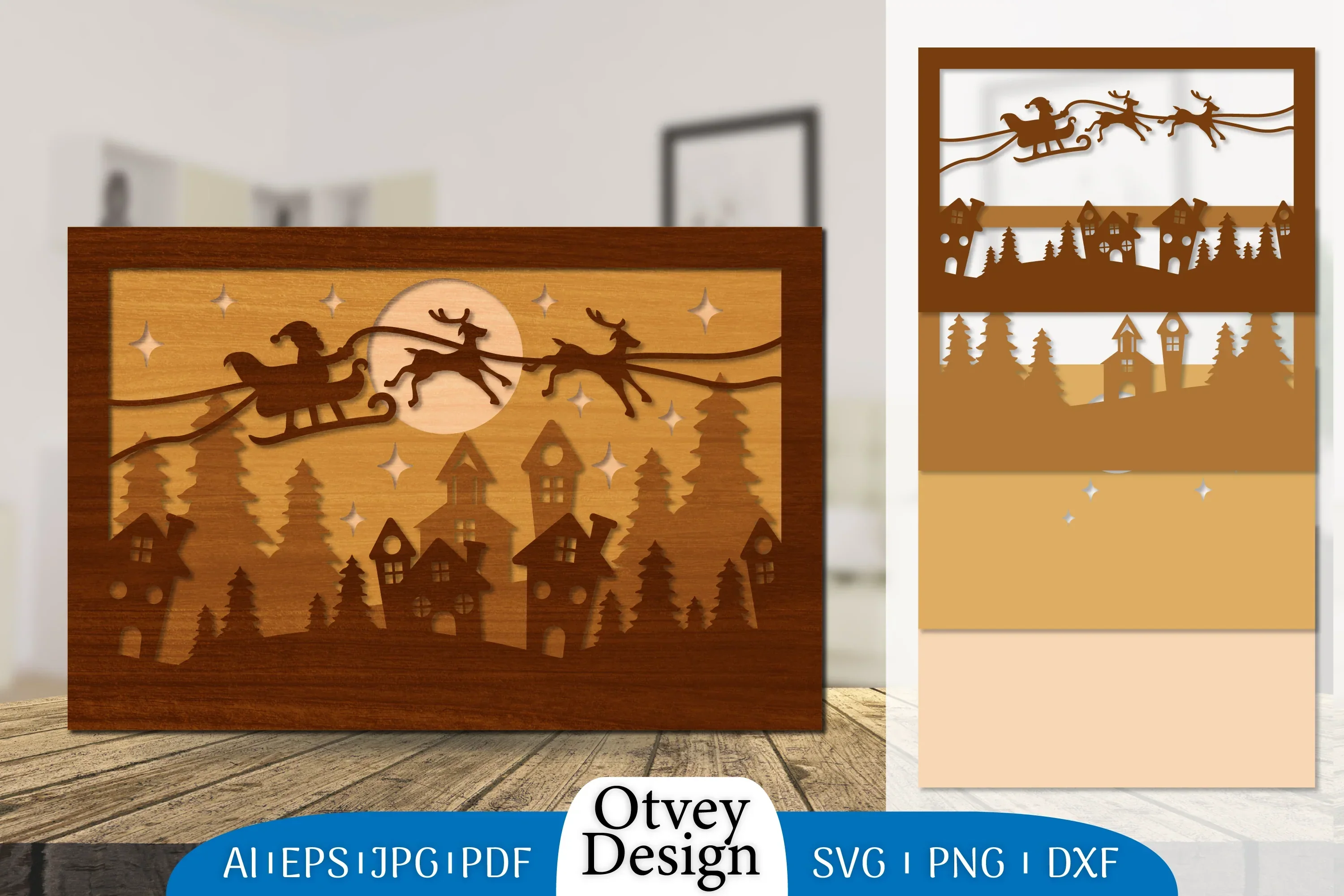 Christmas Santa Sleigh Lasercut SVG Bundle