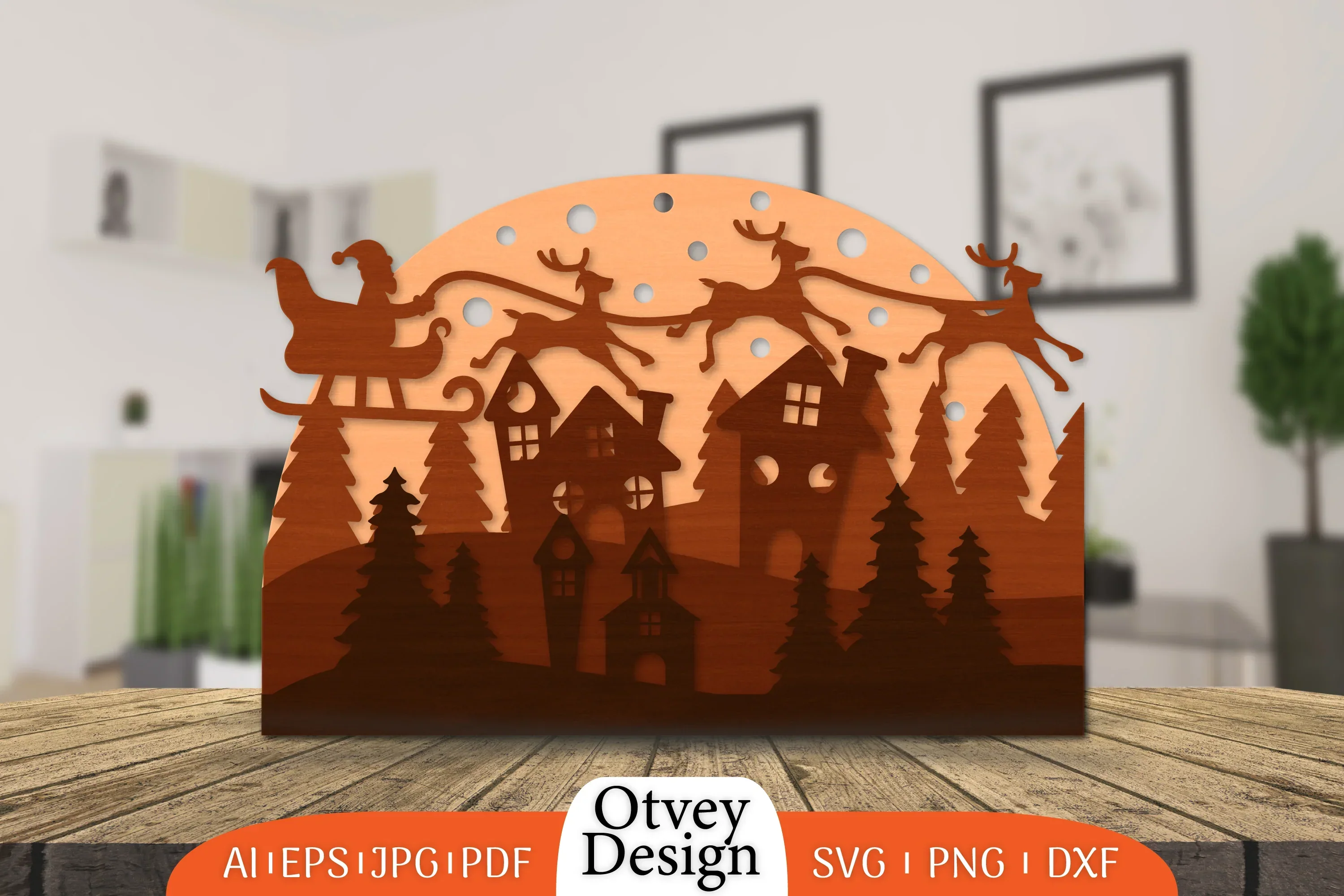 Christmas Santa Sleigh Layered Lasercut SVG Bundle