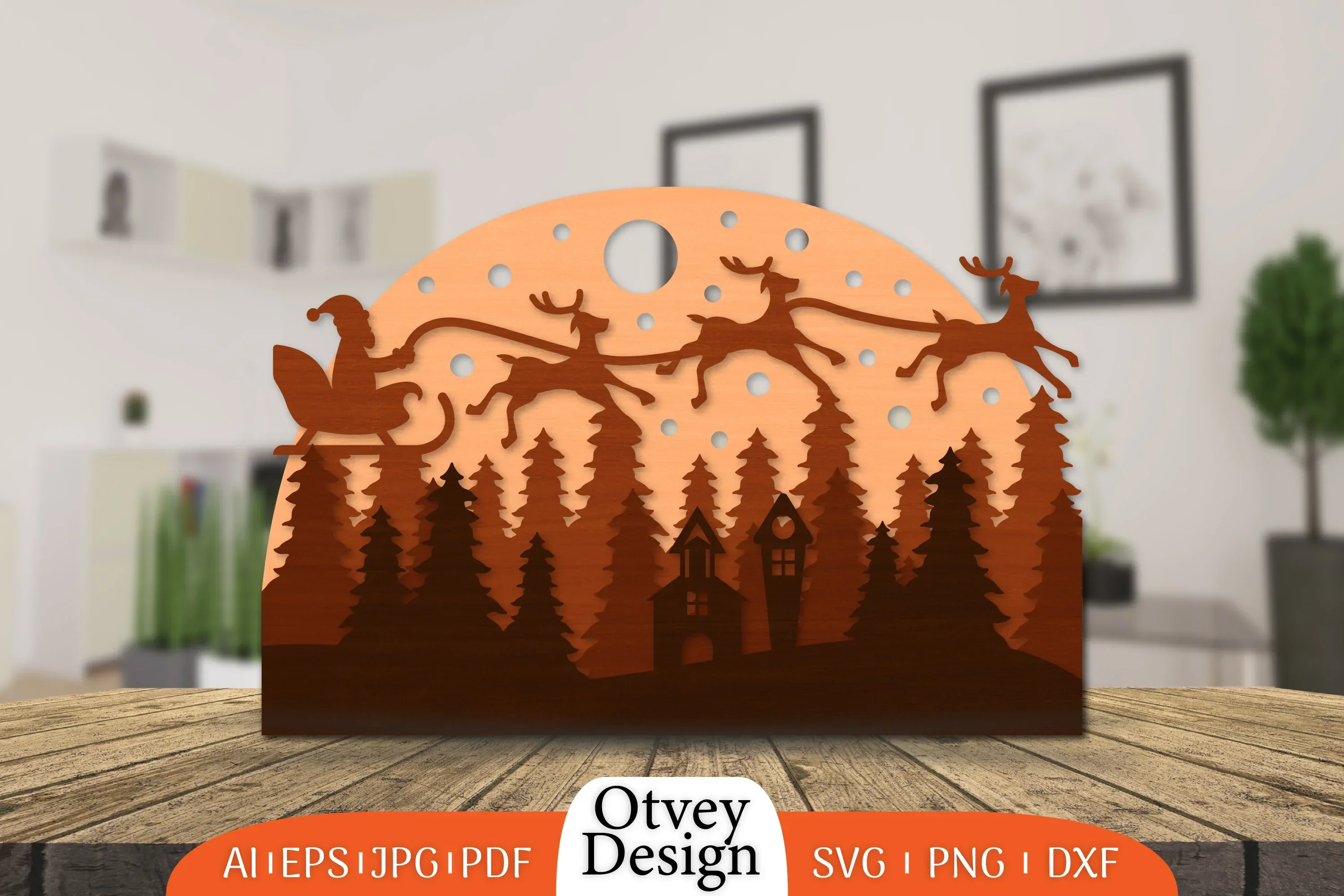 Christmas Santa Sleigh Layered Lasercut SVG Bundle