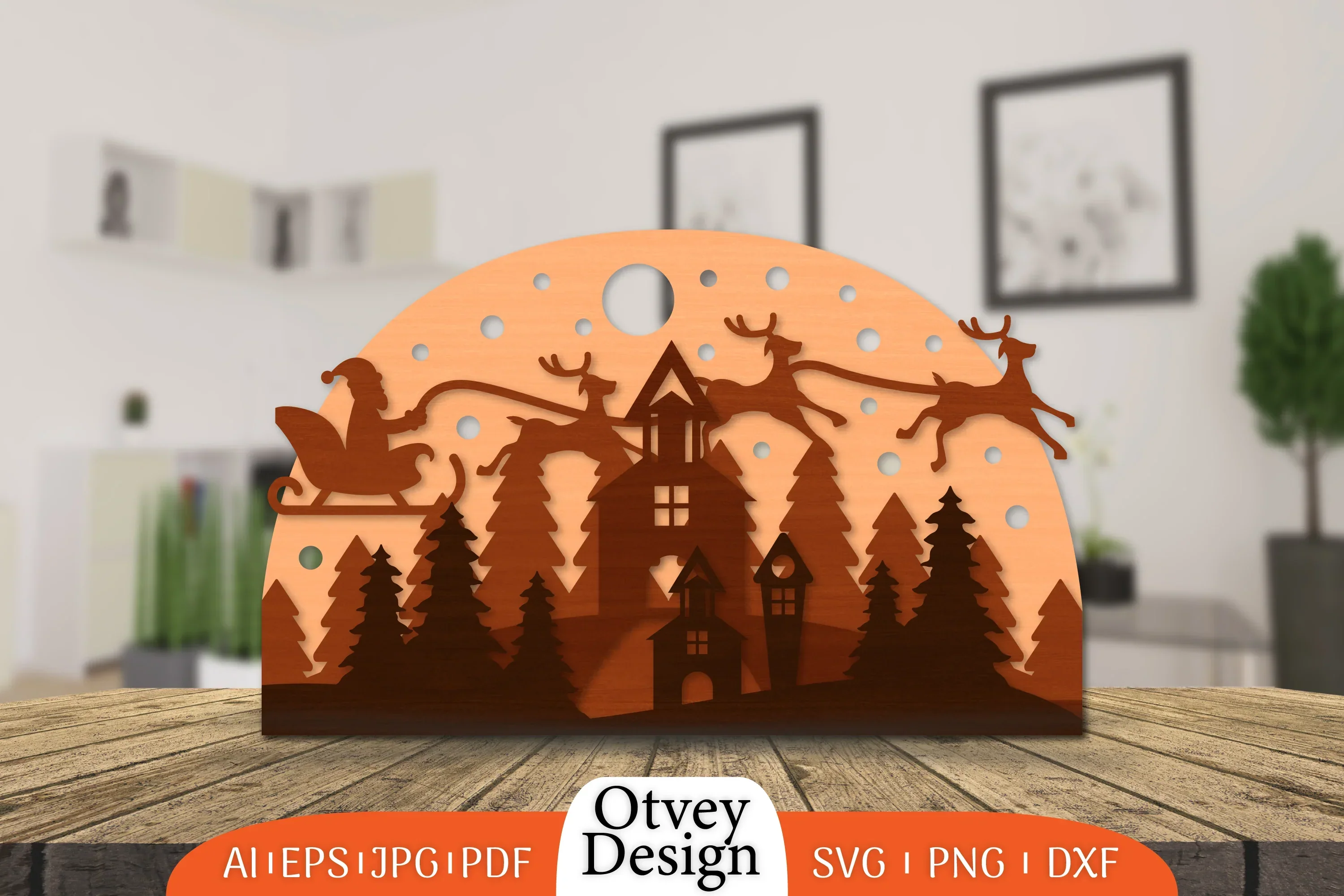 Christmas Santa Sleigh Layered Lasercut SVG Bundle