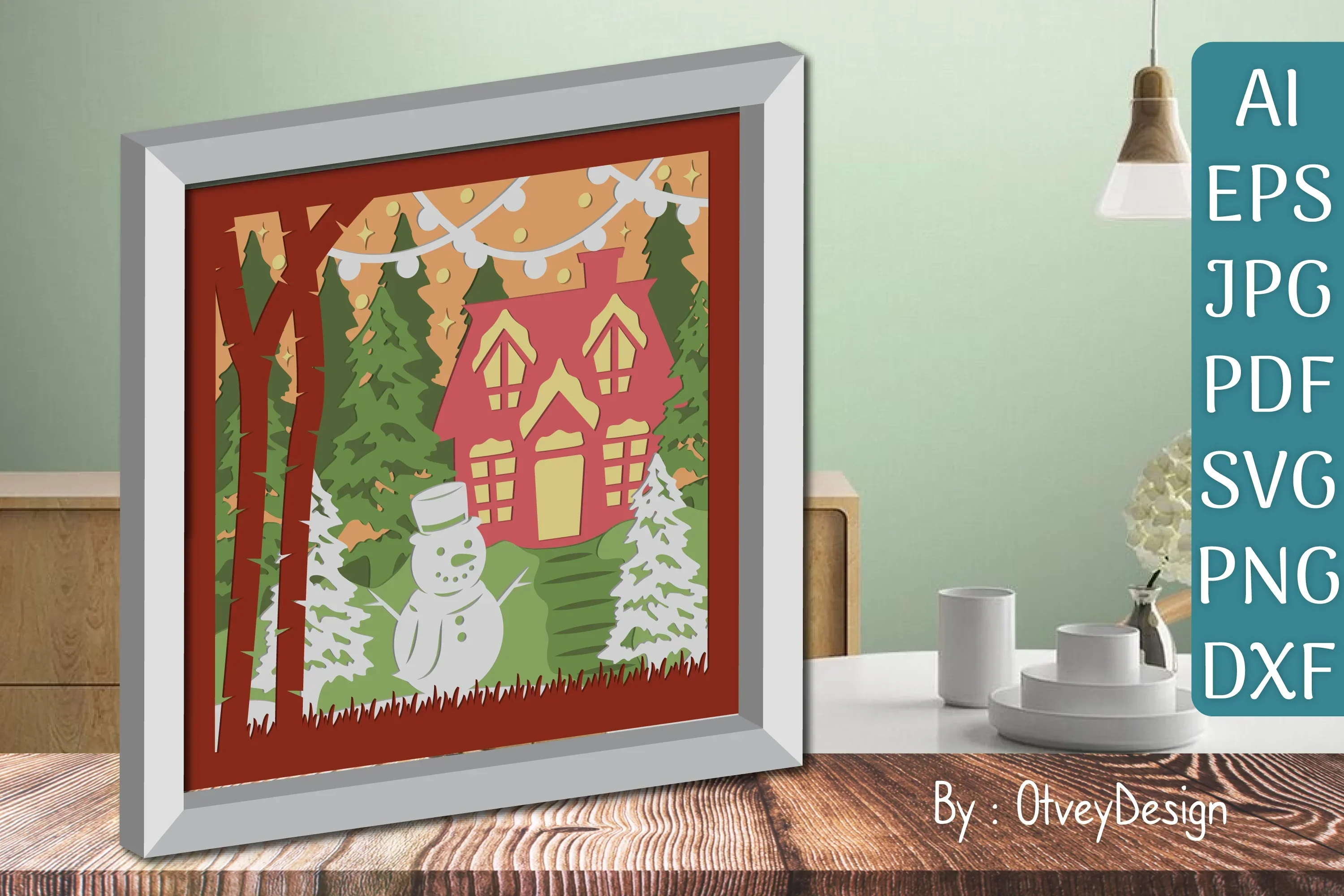 Christmas Scene 3D Shadow Box SVG Bundle