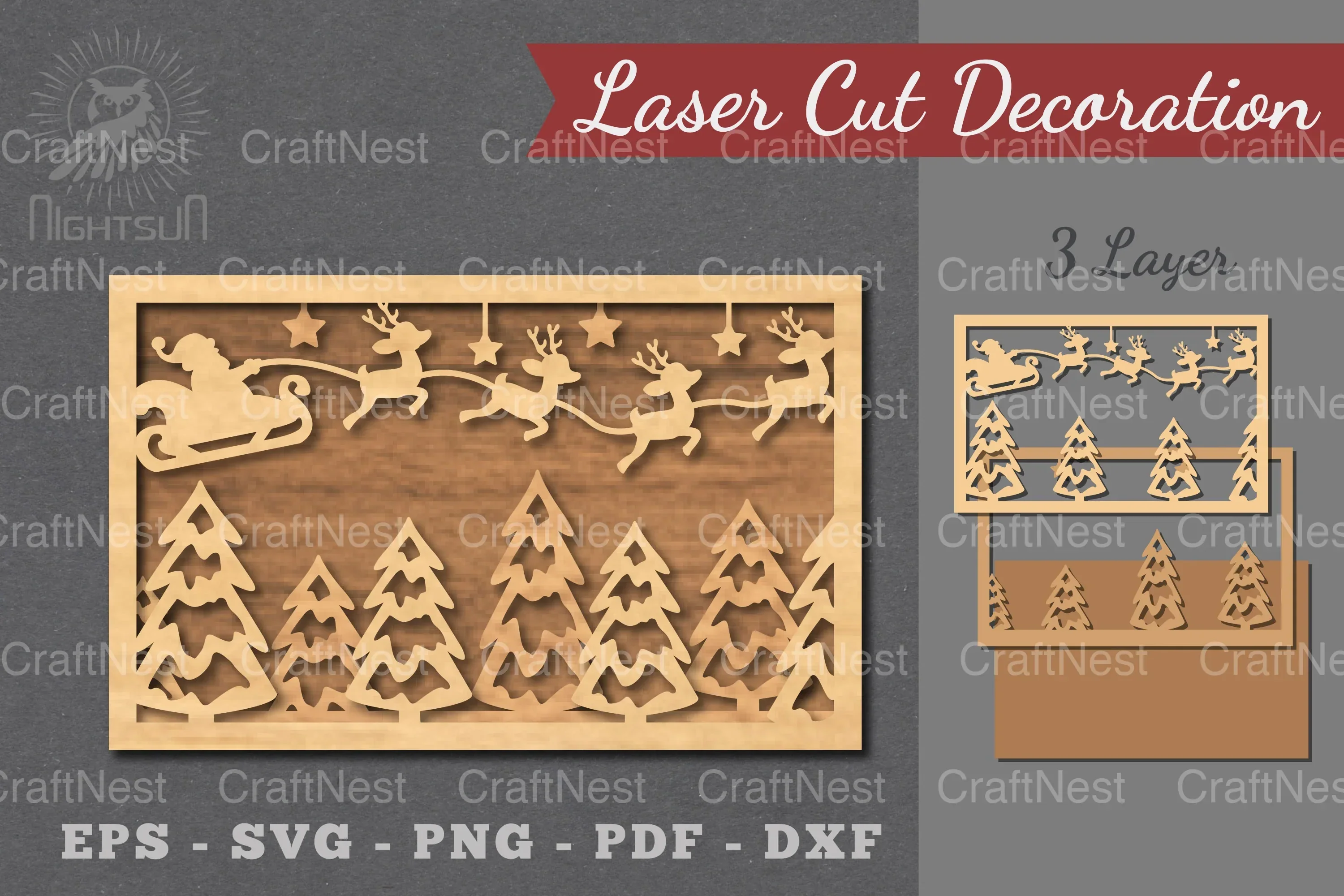 Christmas Scene Laser Cut Decoration SVG Bundle
