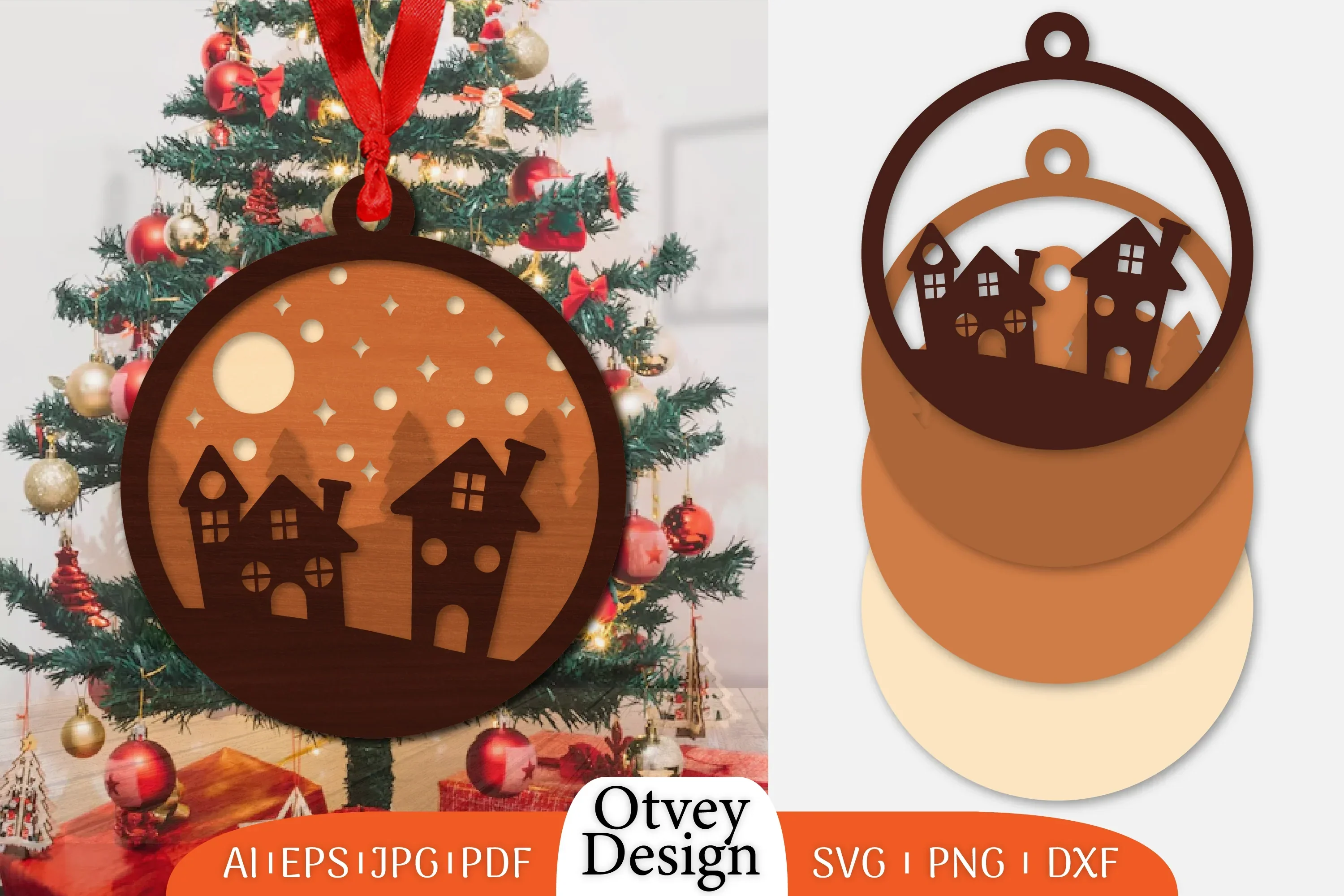 Christmas Scene Ornament Lasercut SVG Bundle