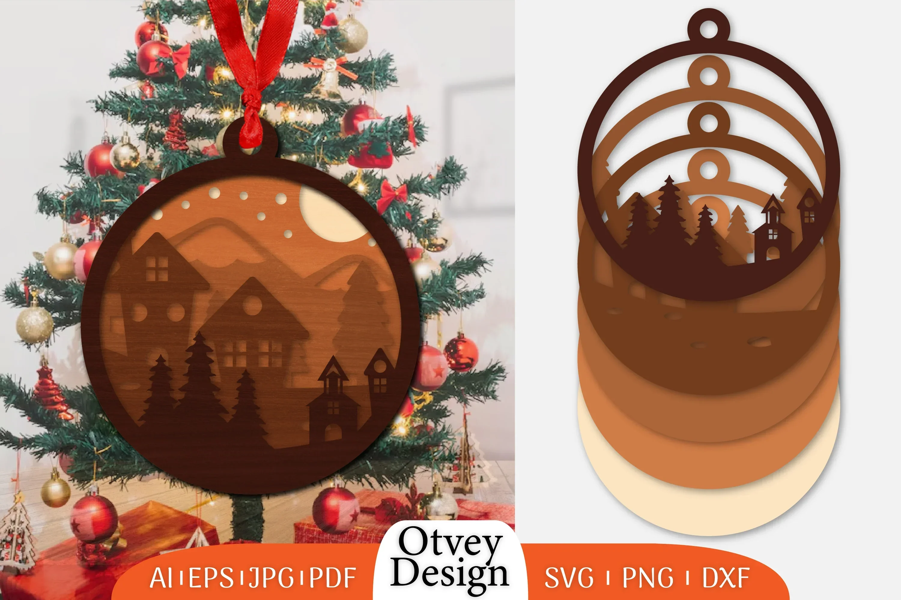 Christmas Scene Ornament Lasercut SVG Bundle