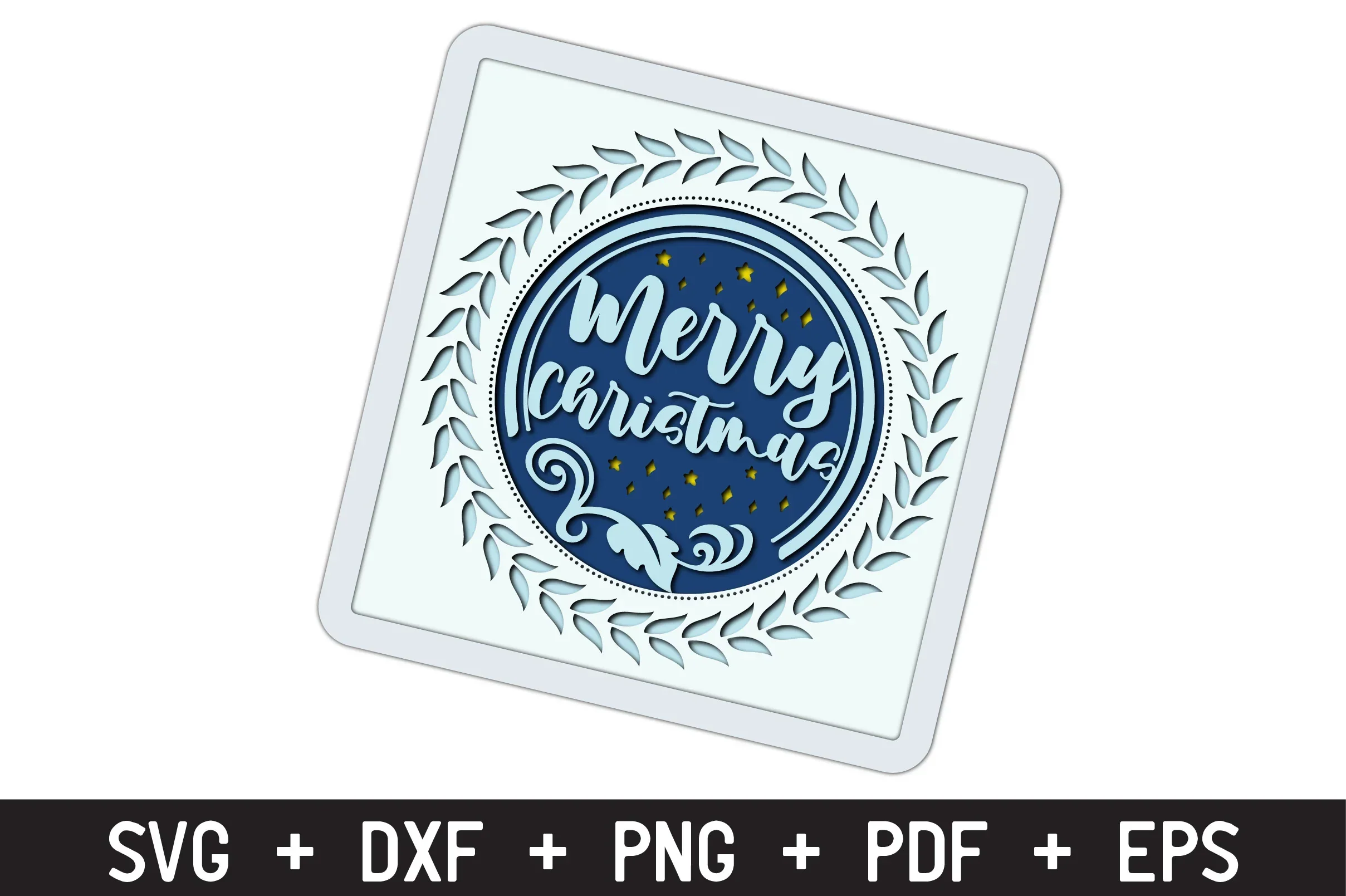 Christmas Shadow Box 6X6 Template 3D Layered Christmas Card Bundle - Image 2