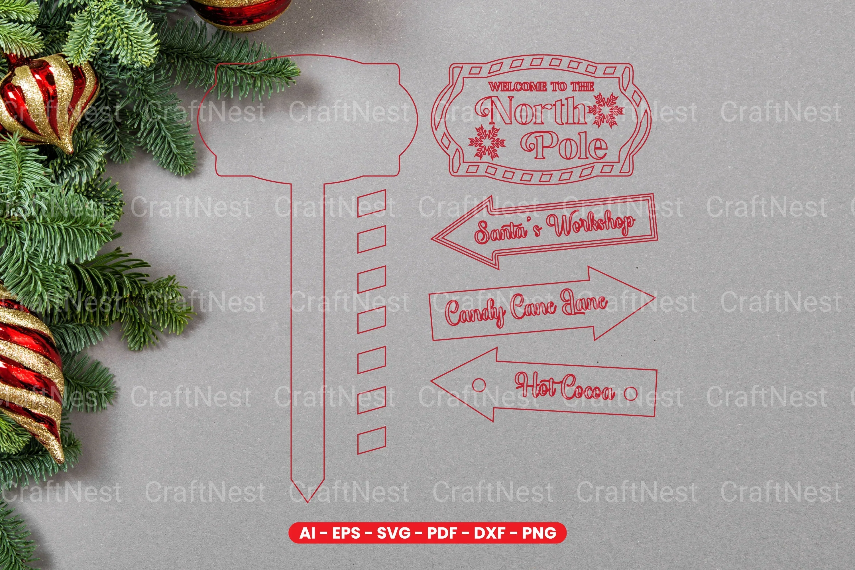 Christmas Sign Laser Cut SVG Bundle - Clipart Bundle - Image 2