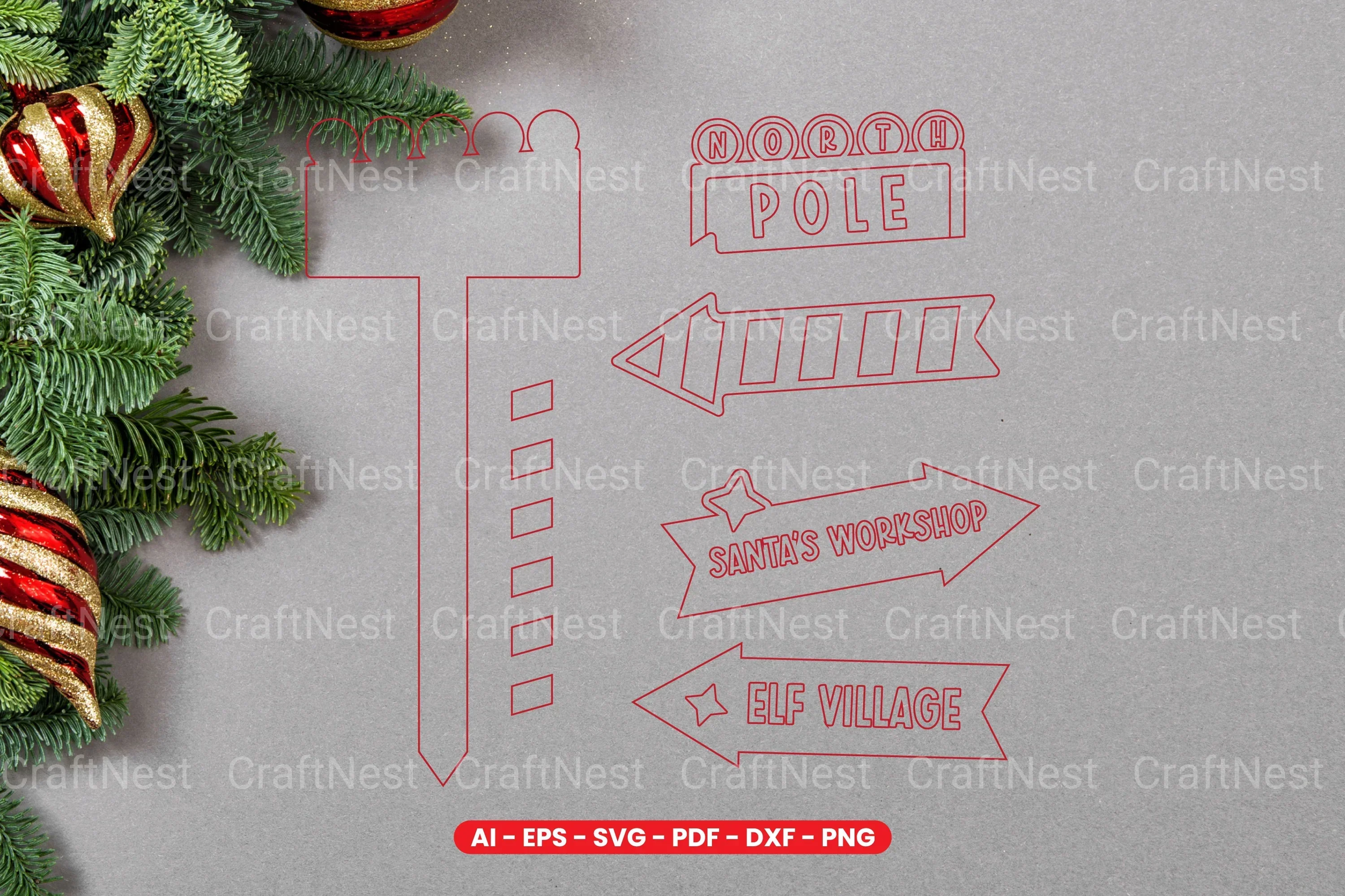Christmas Sign Laser Cut SVG Bundle - Image 2