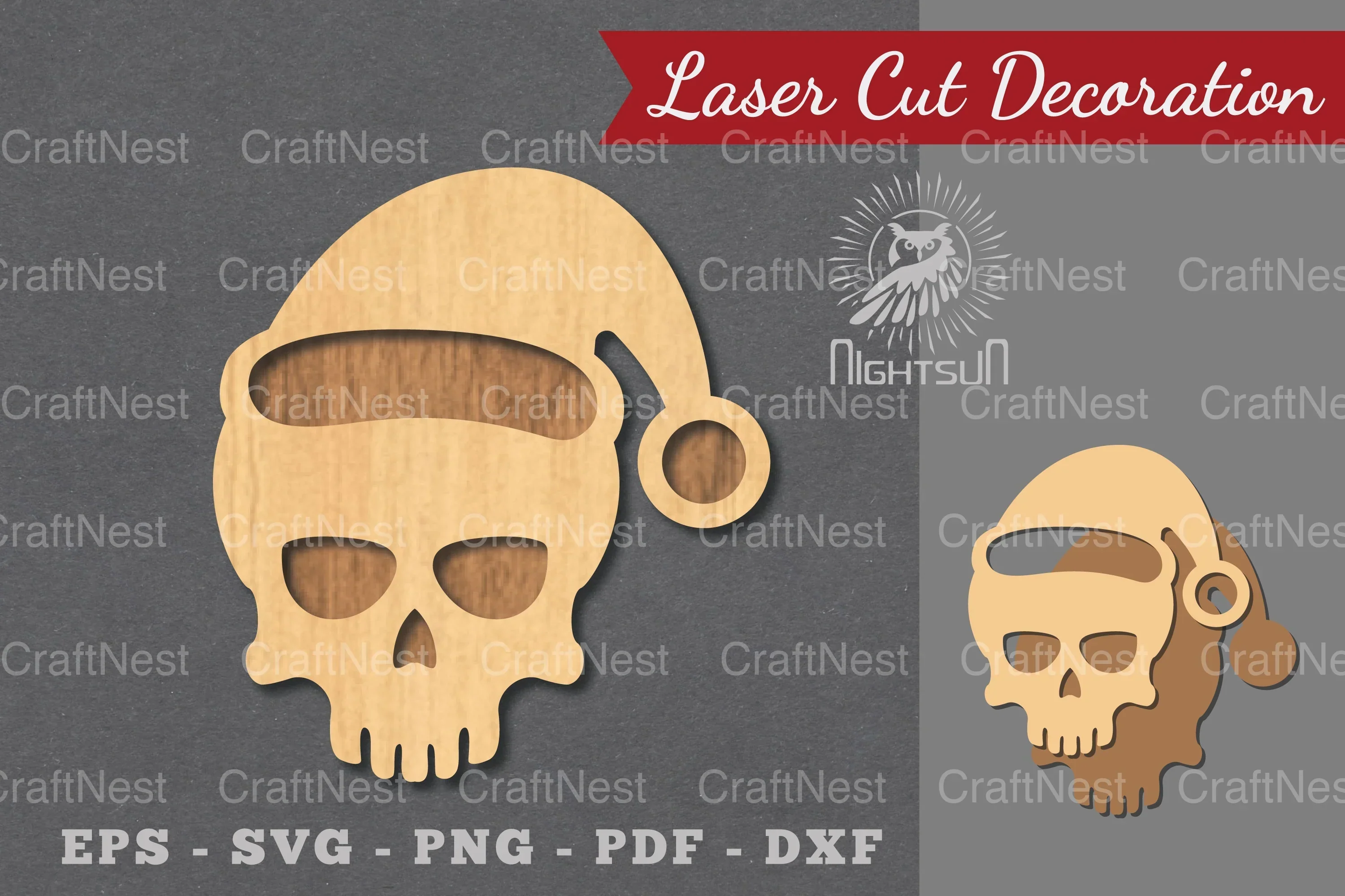 Christmas Skull Laser Cut Decoration Clipart Bundle