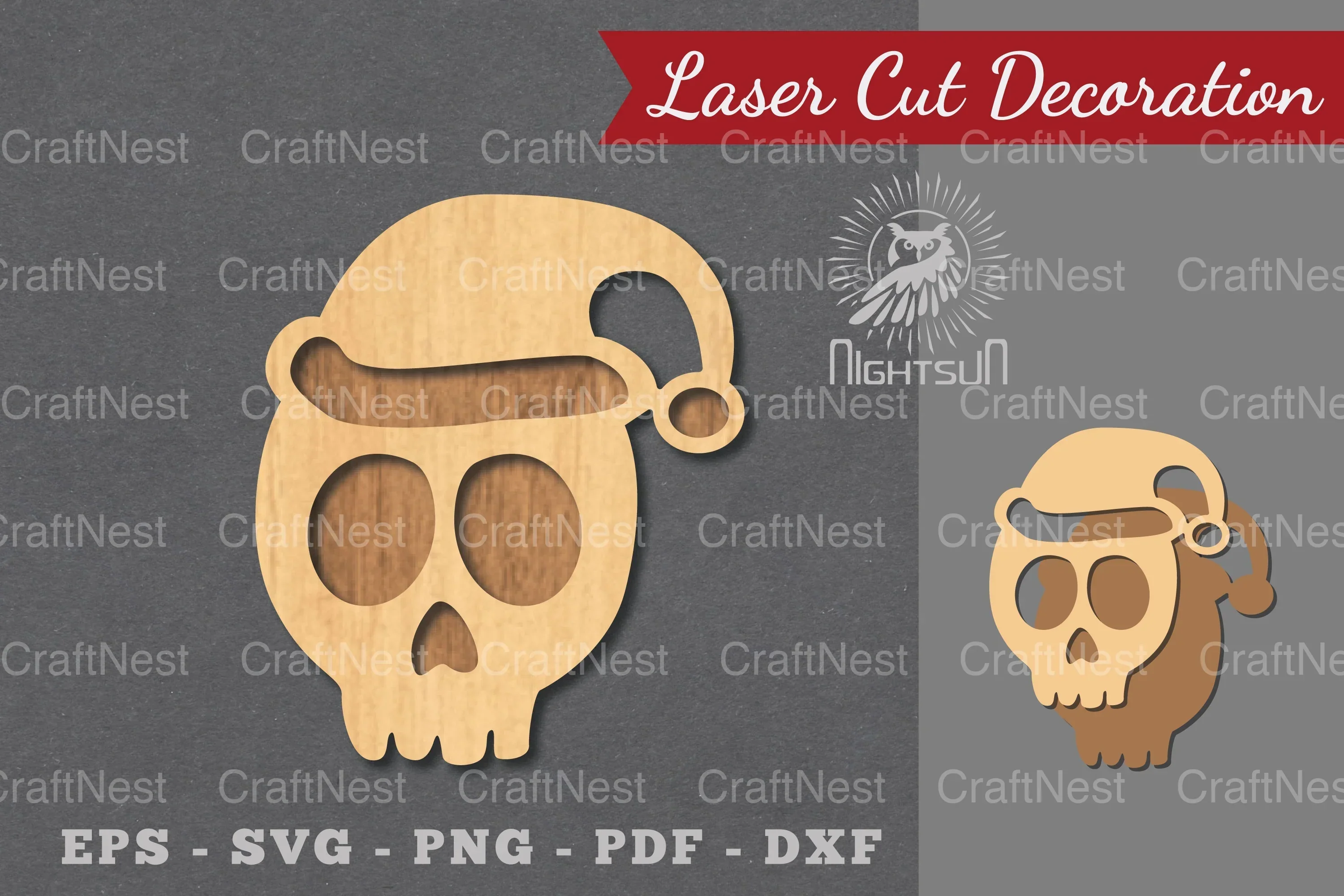 Christmas Skull Laser Cut Decoration Clipart Bundle
