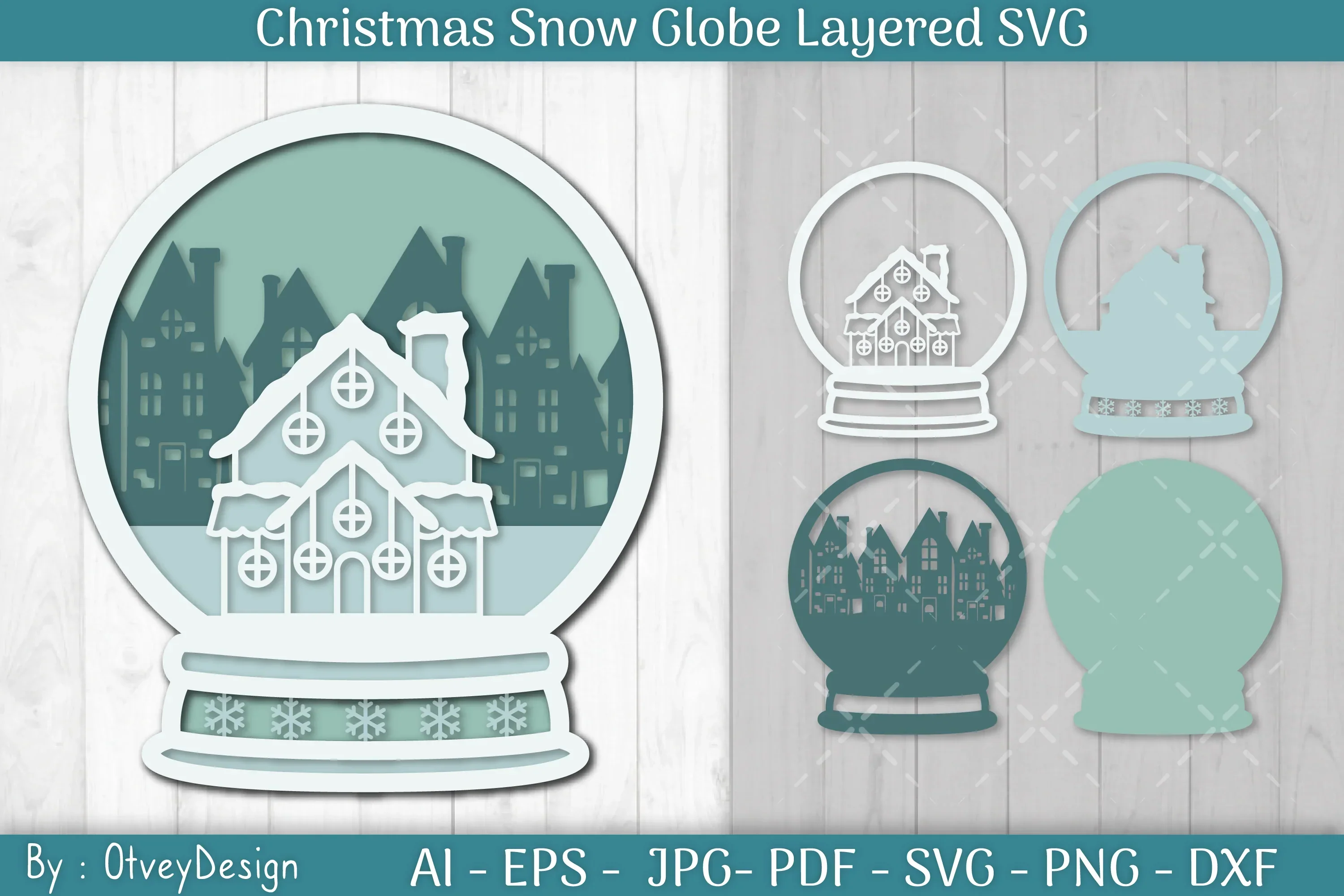 Christmas Snow Globe Layered SVG Bundle