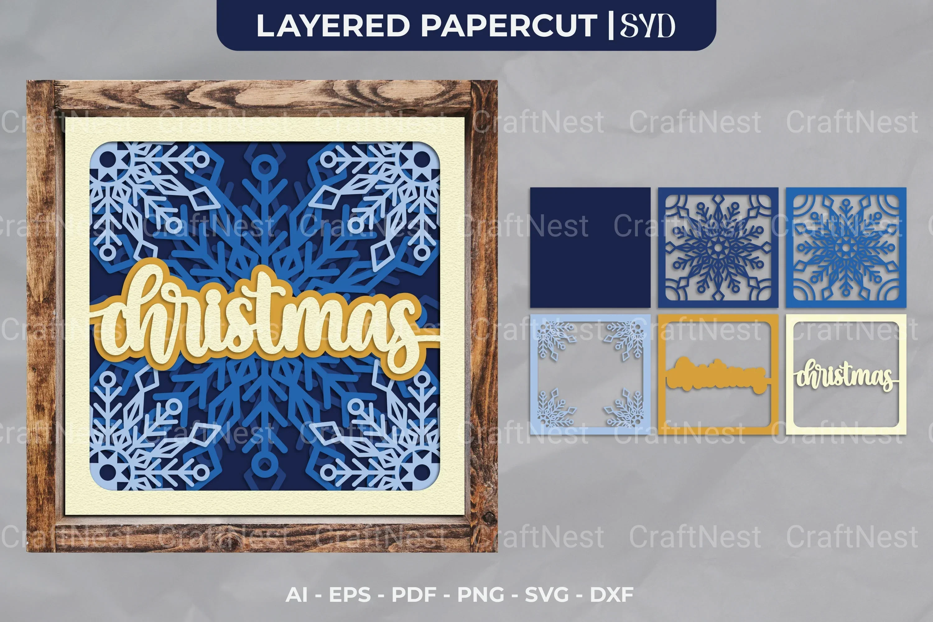 Christmas Snowflake 3D Shadow Box SVG Bundle - Image 2