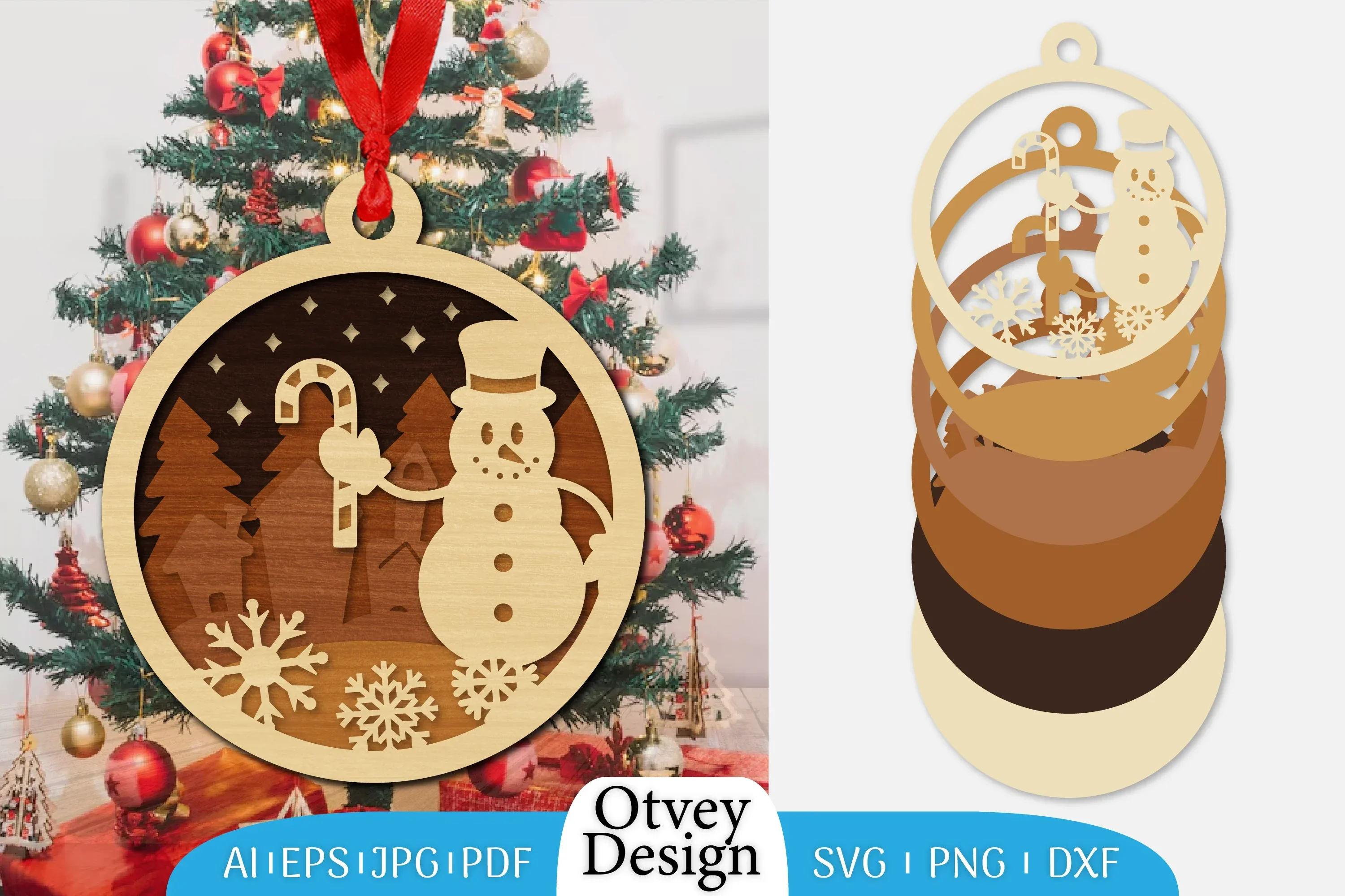 Christmas Snowman Ornament SVG Bundle