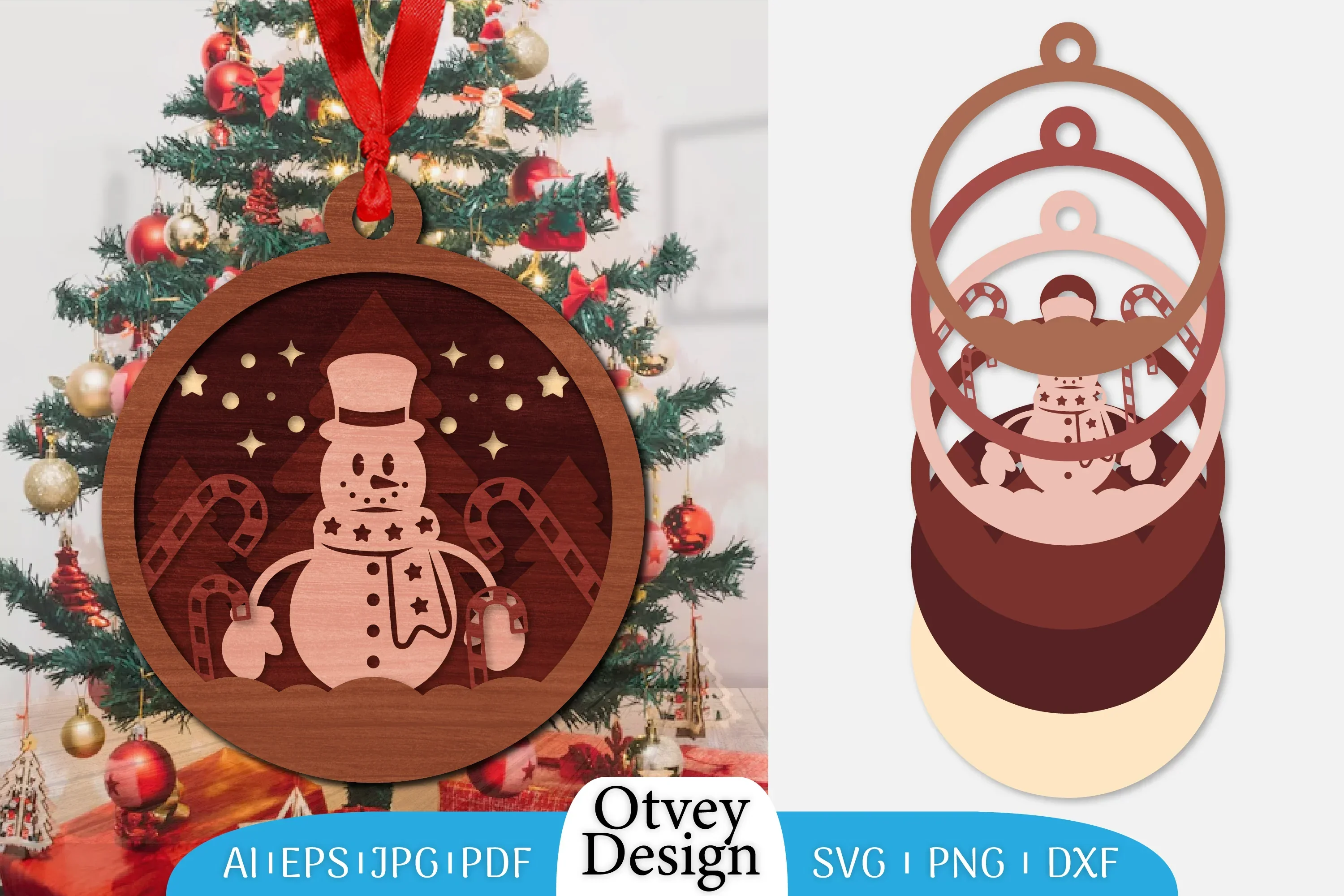 Christmas Snowman Ornament SVG Bundle