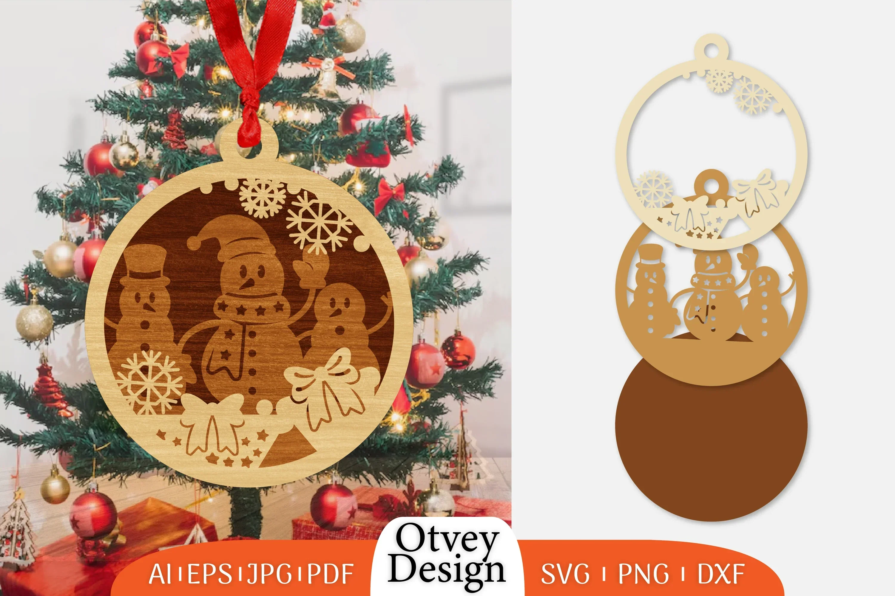 Christmas Snowman Ornament SVG Bundle