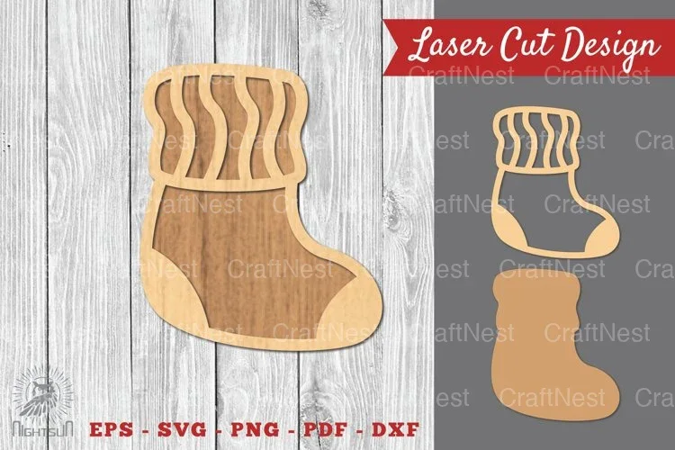 Christmas Sock Laser Cut Decoration Clipart Bundle