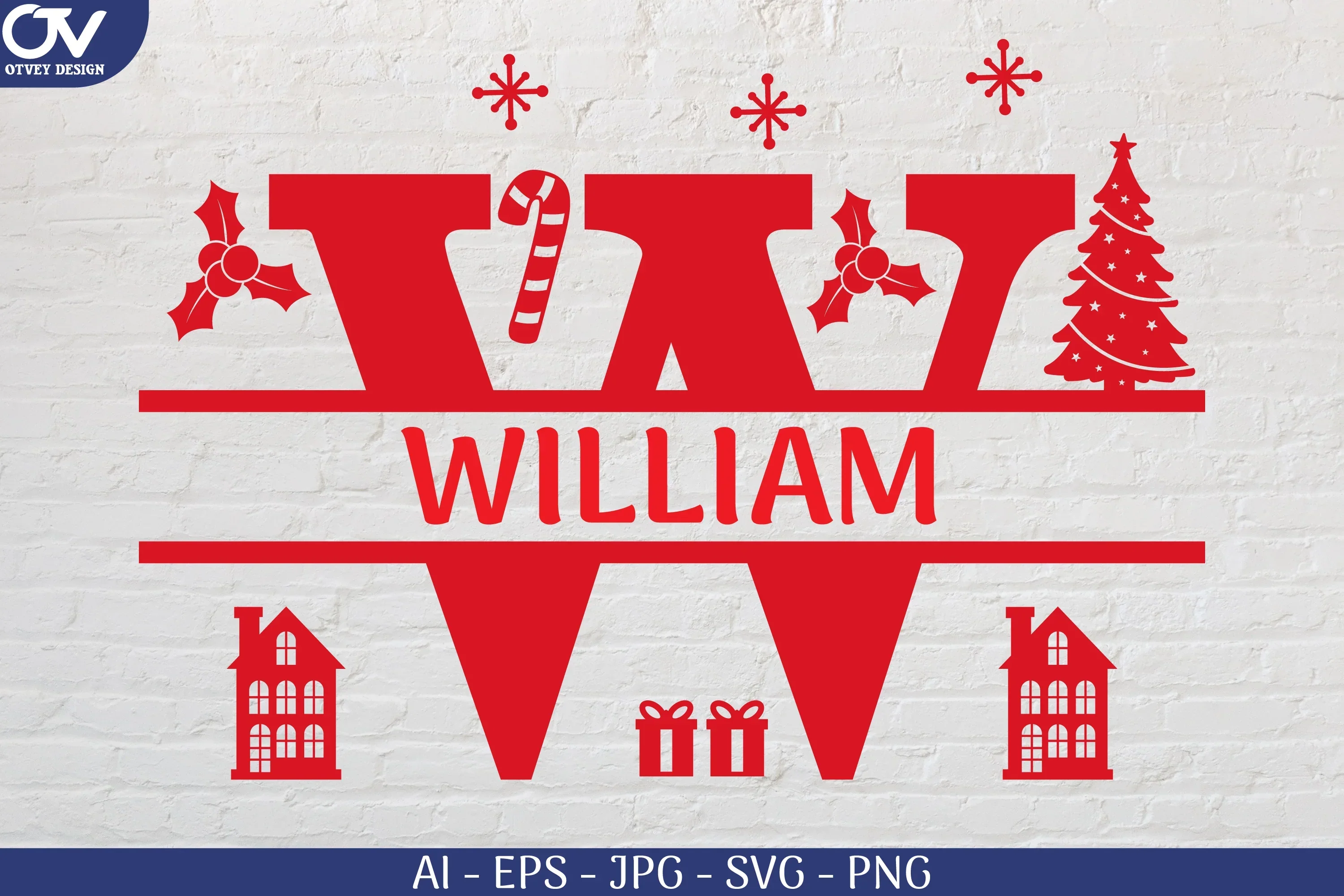 Christmas Split Alphabet SVG Bundle