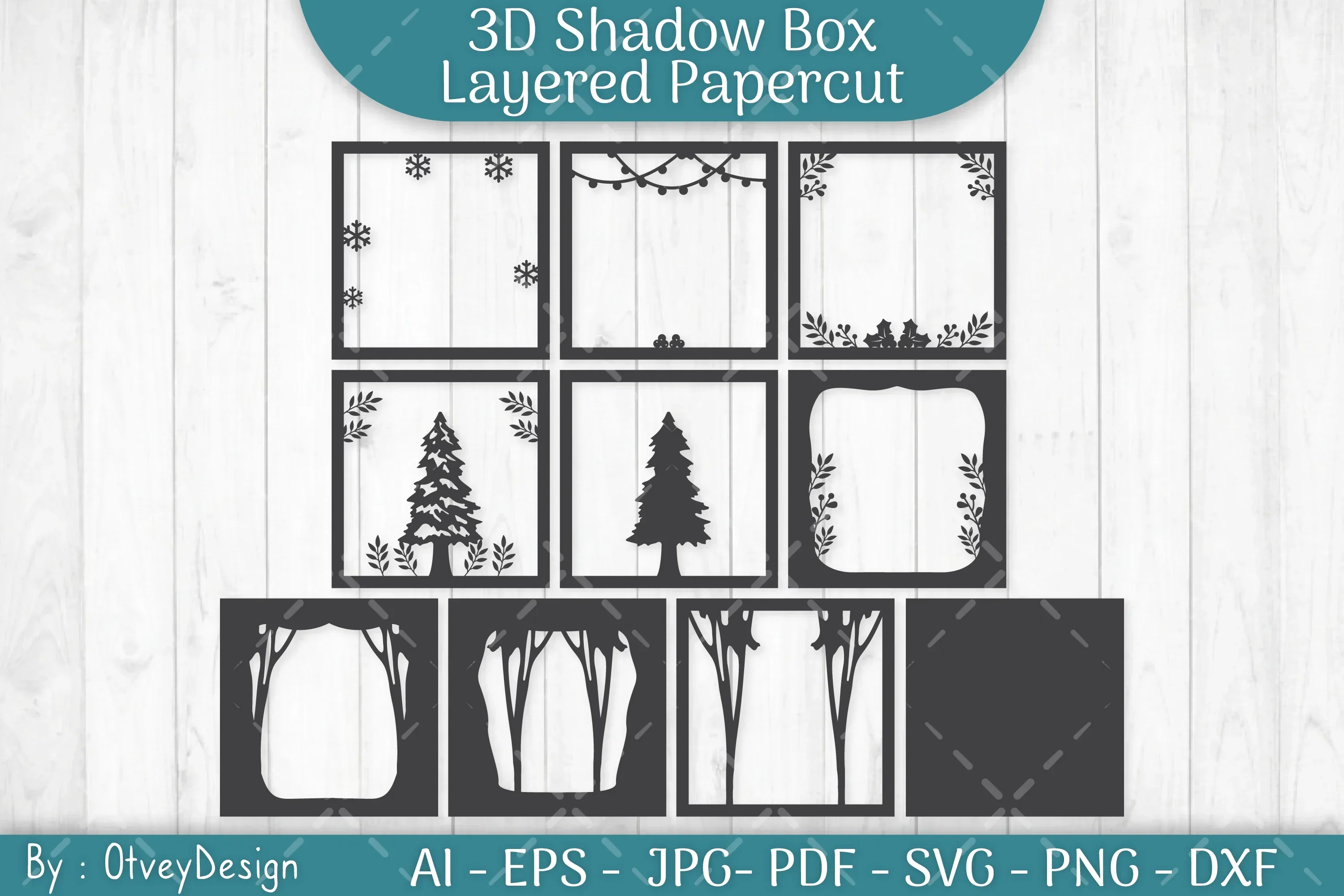 Christmas Tree 3D Shadow Box SVG Bundle - Image 3