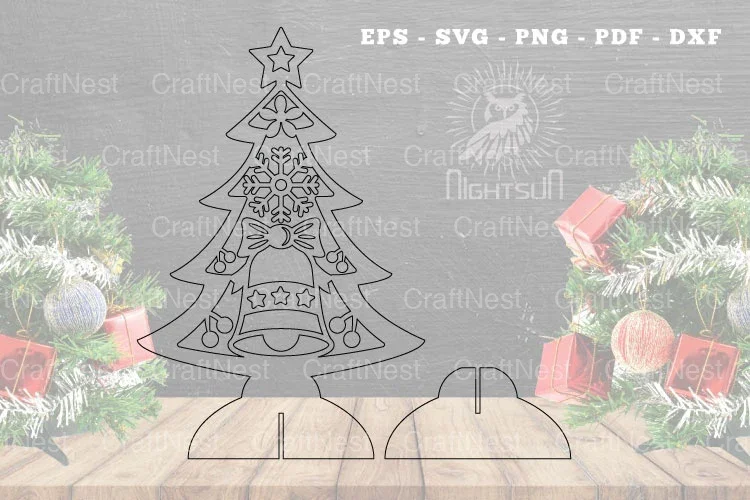 Christmas Tree Laser Cut Decoration Clipart Bundle - Image 2
