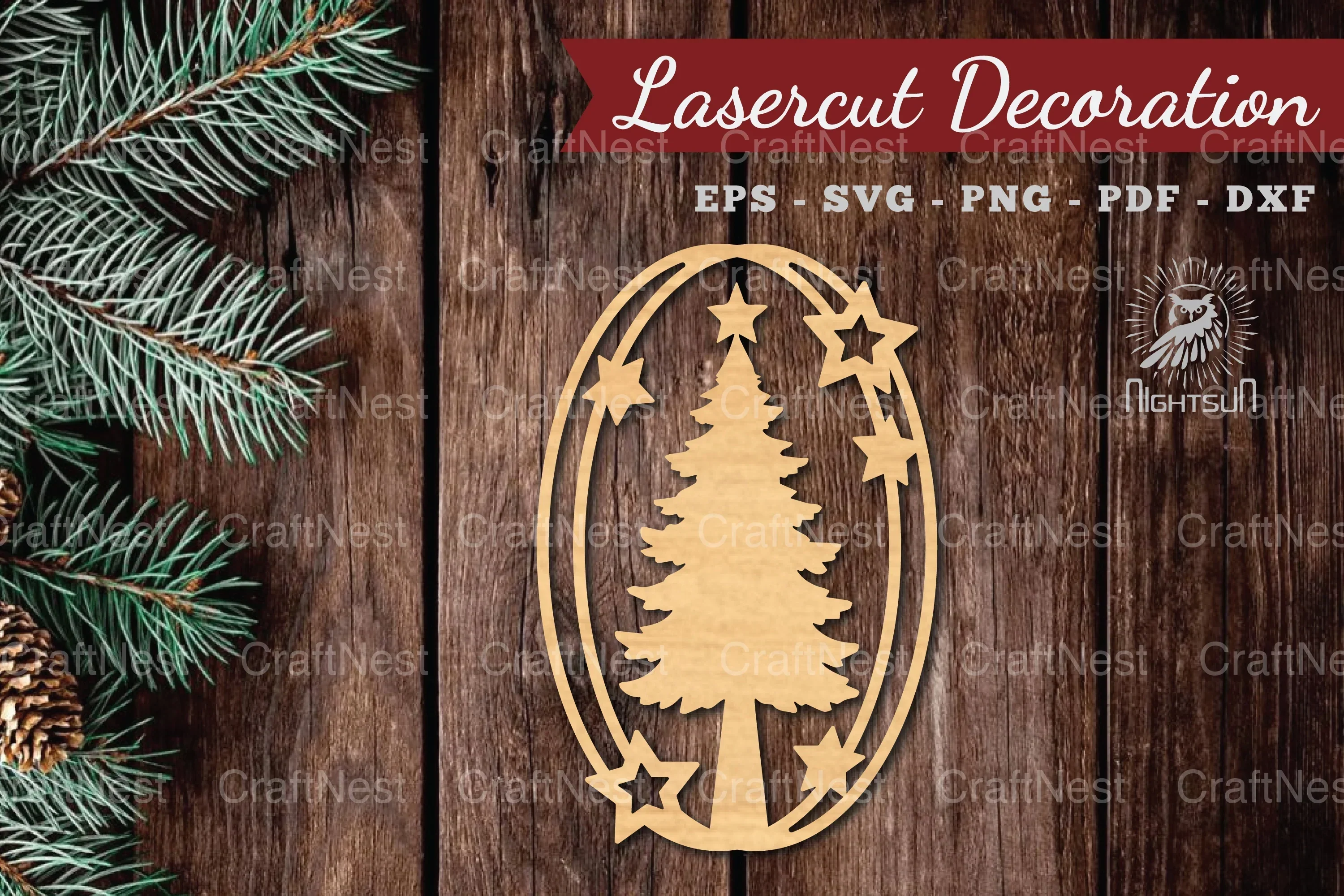 Christmas Tree Laser Cut Decoration Clipart Bundle