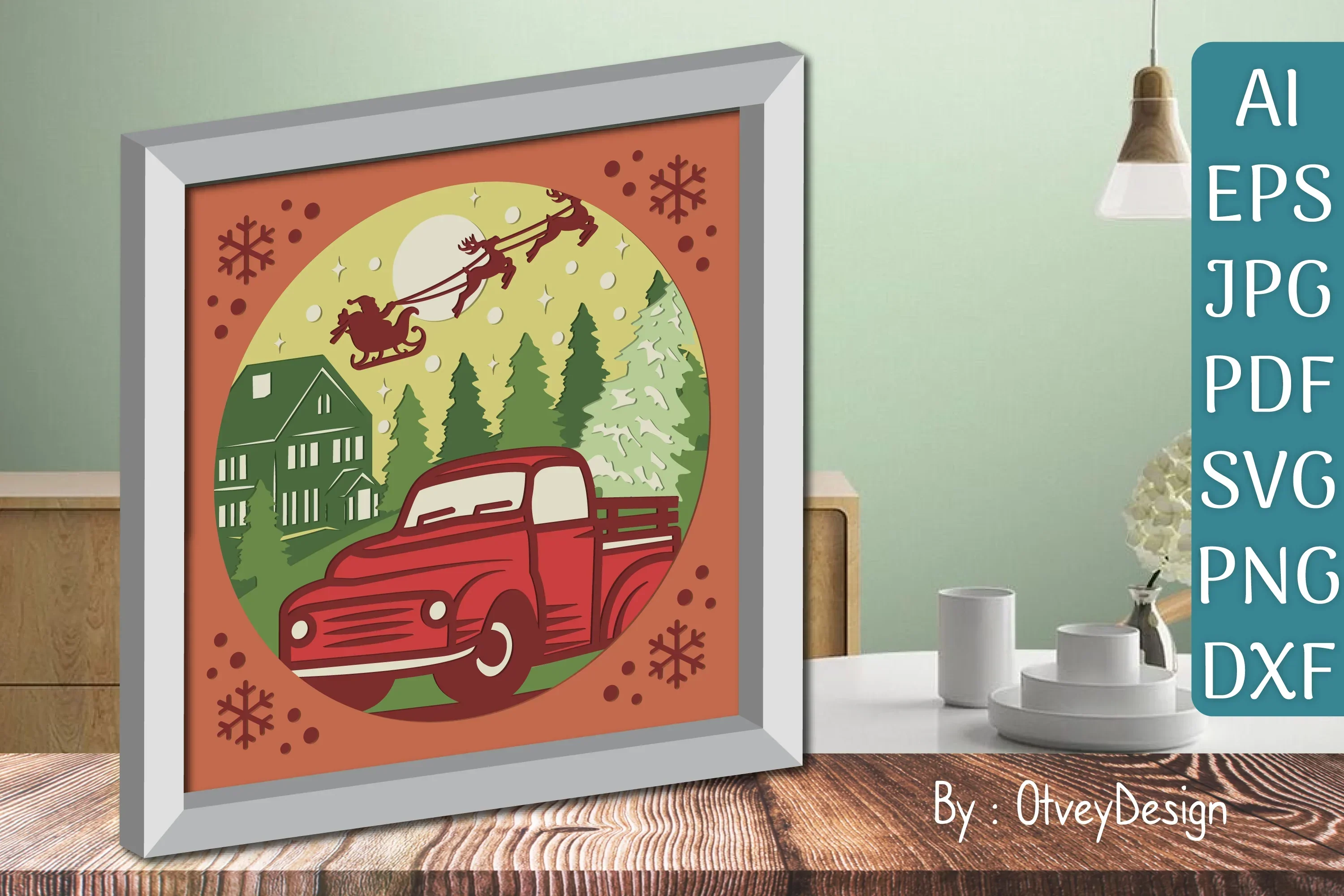 Christmas Truck 3D Shadow Box SVG Bundle