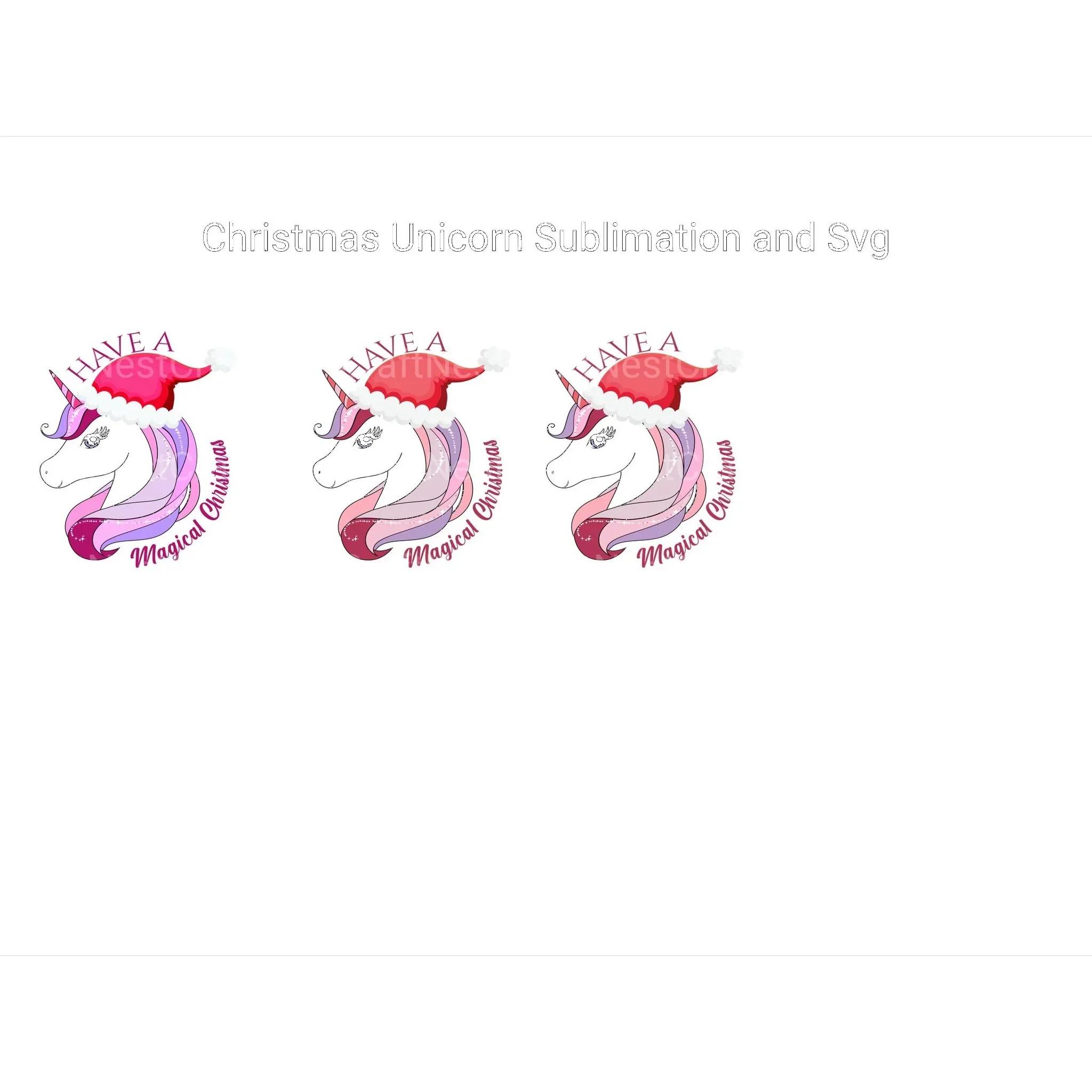 Christmas Unicorn SVG - Image 2