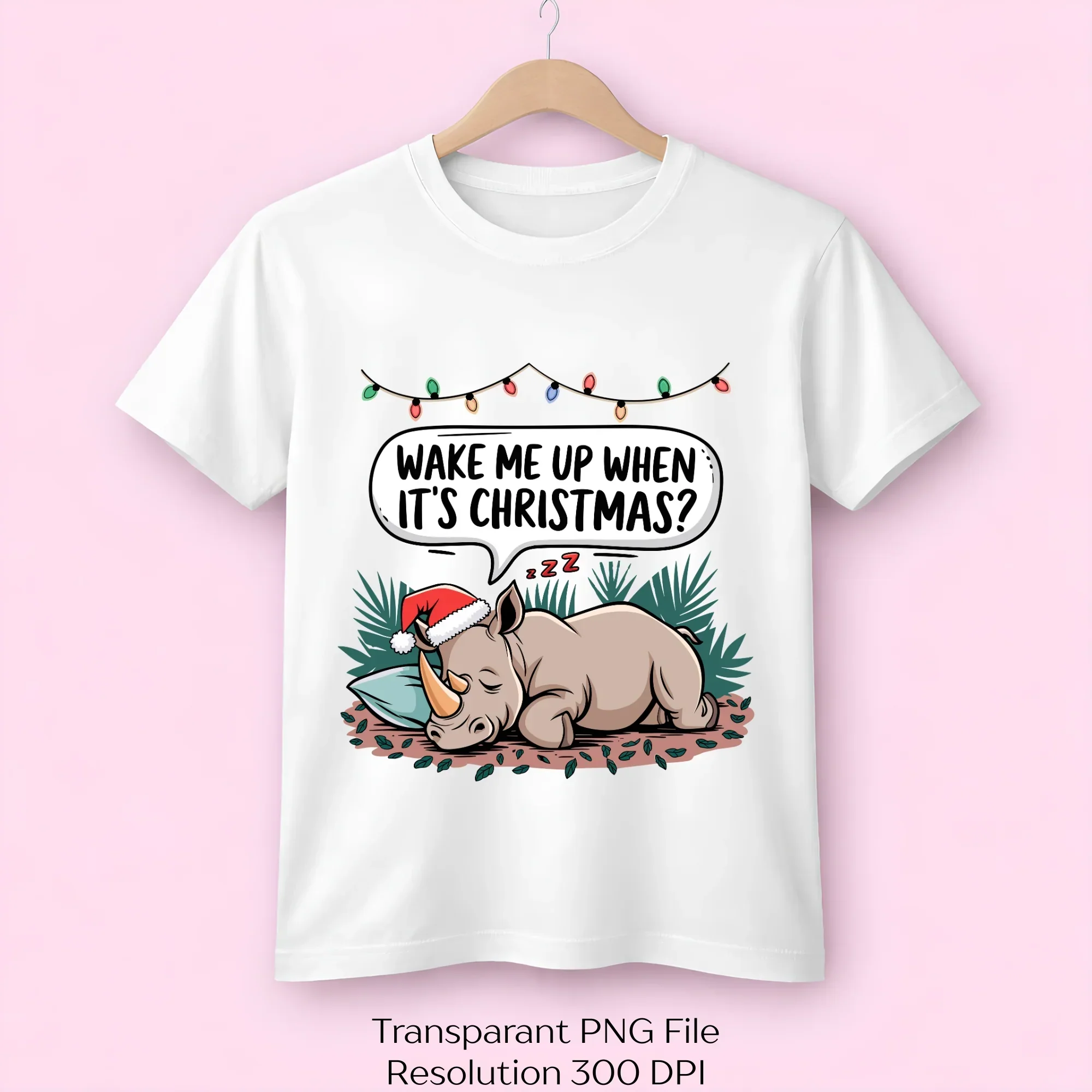 Christmas Wake Me Up When It's Rhinoceros Clipart Bundle