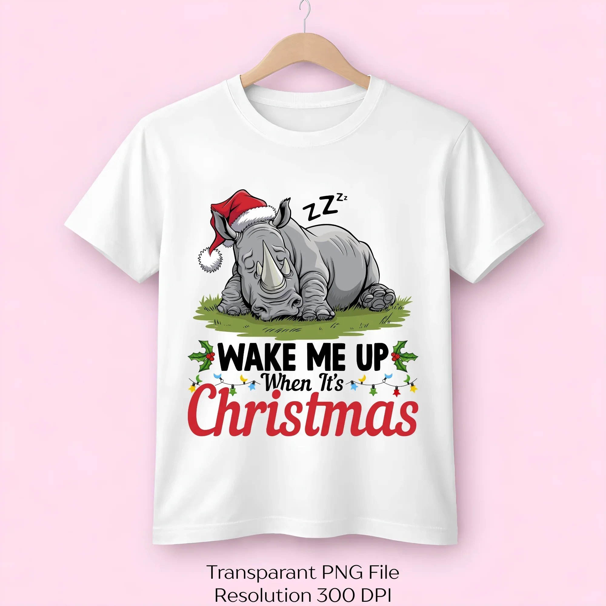 Christmas Wake Me Up When It's Rhinoceros Clipart Bundle - Image 2