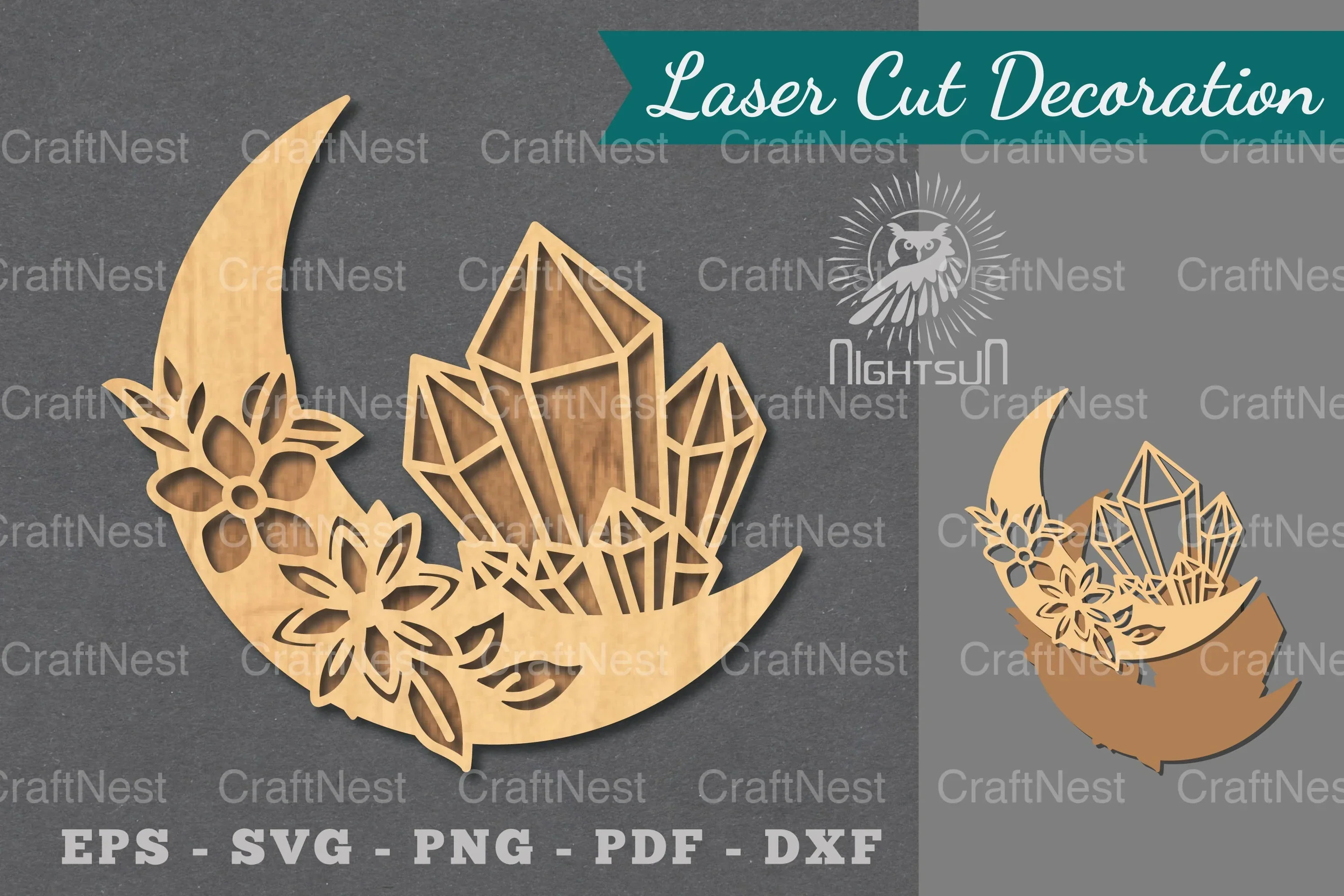 Chrystal Moon Laser Cut Decoration Clipart Bundle