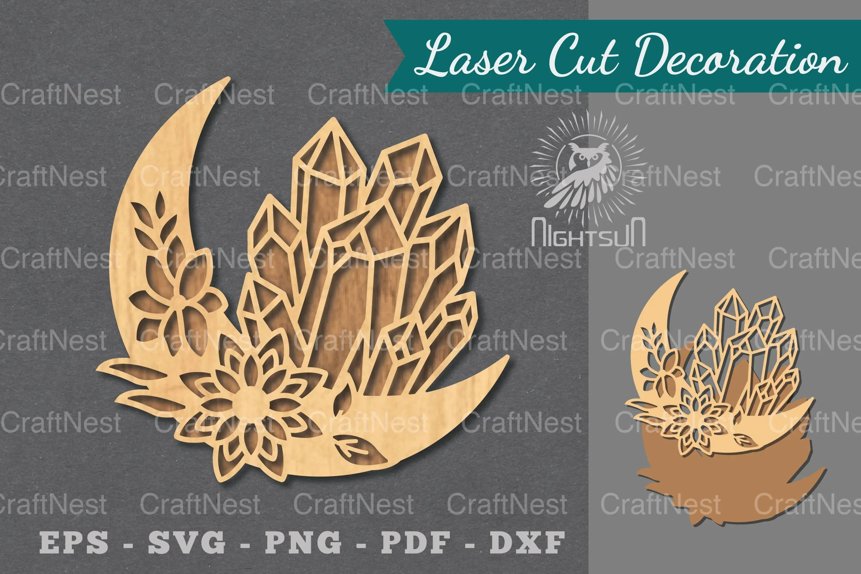 Chrystal Moon Laser Cut Decoration Clipart Bundle