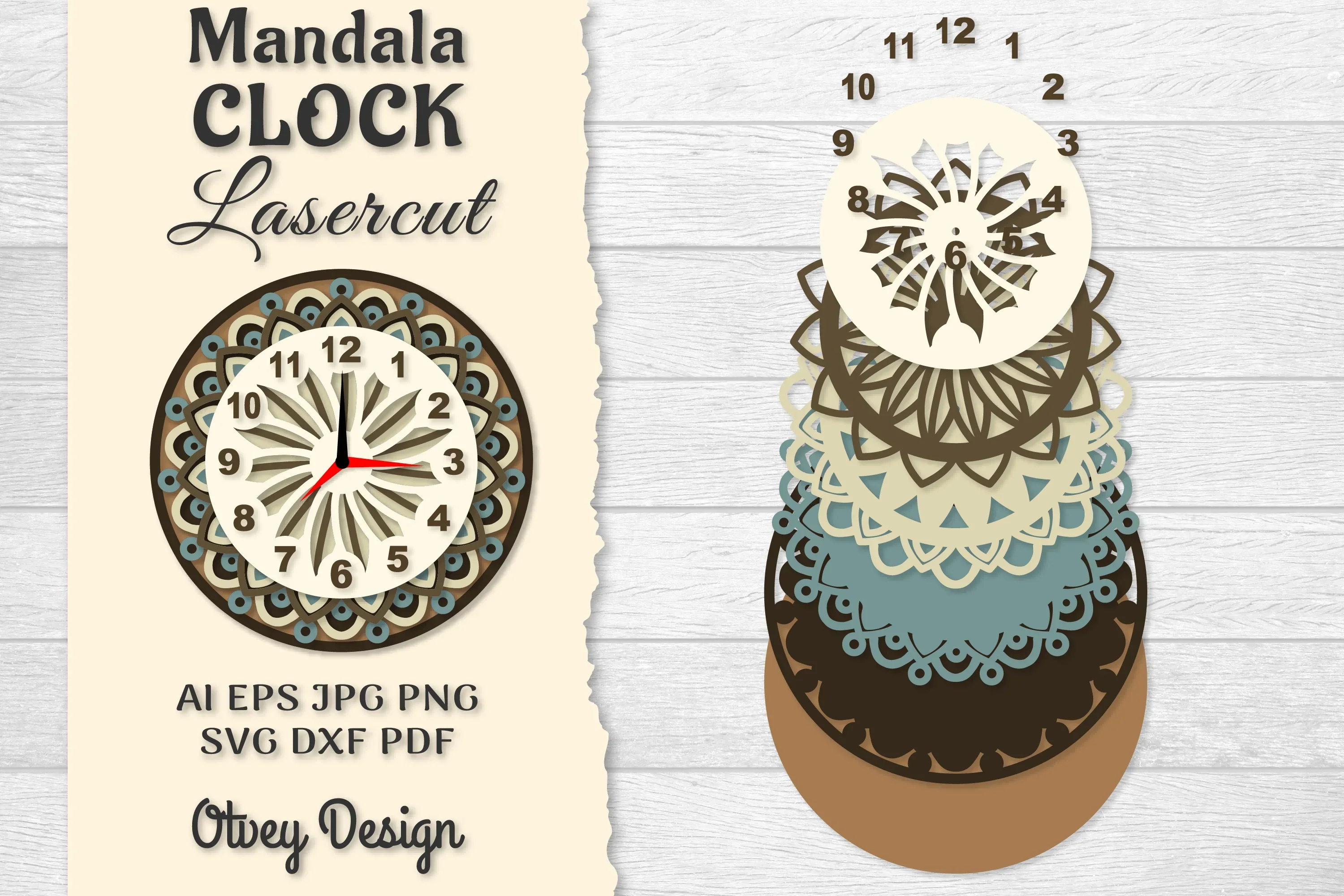 Clock Mandala Lasercut SVG Bundle - Image 2
