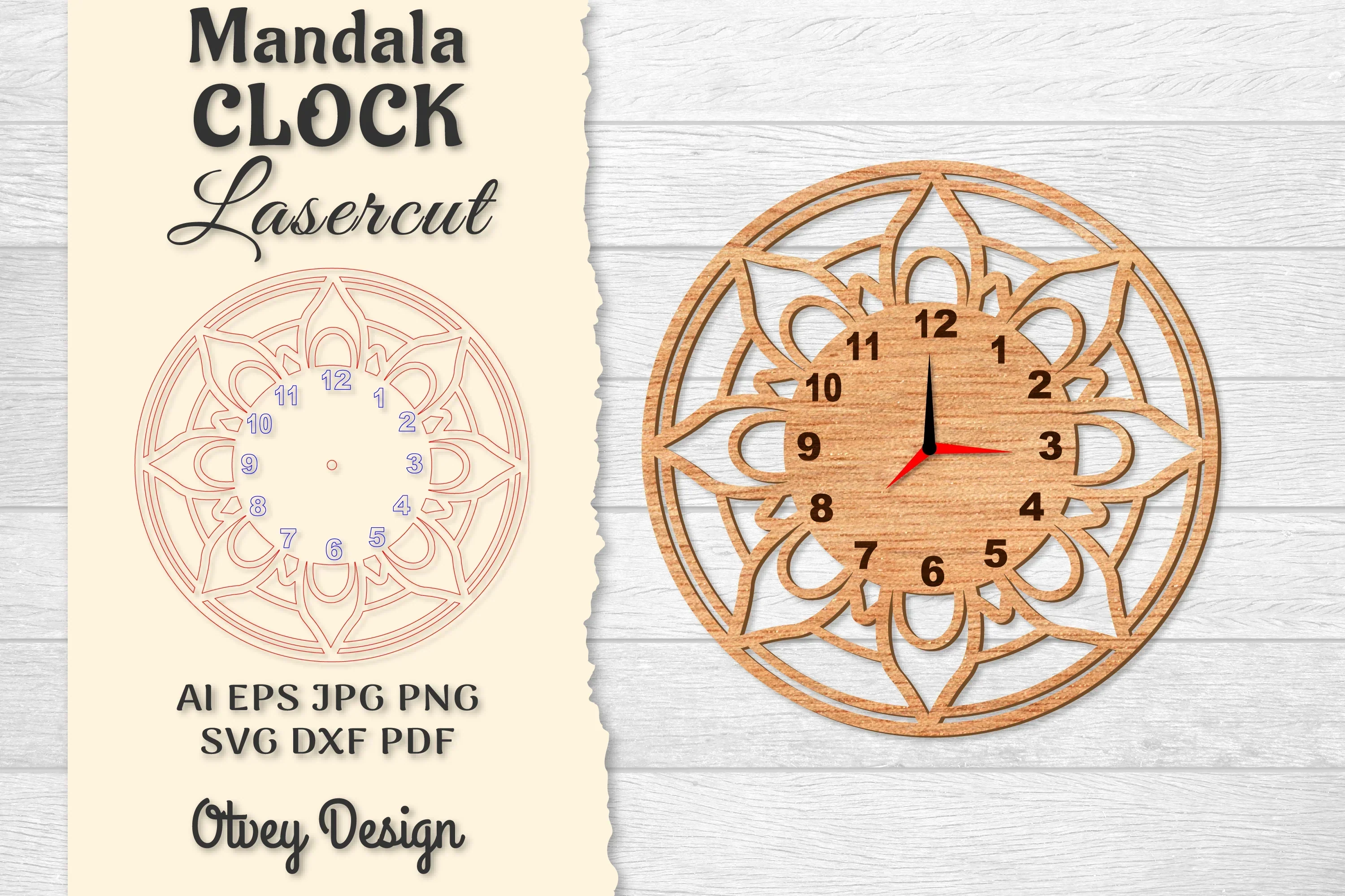 Clock Mandala Lasercut SVG Bundle