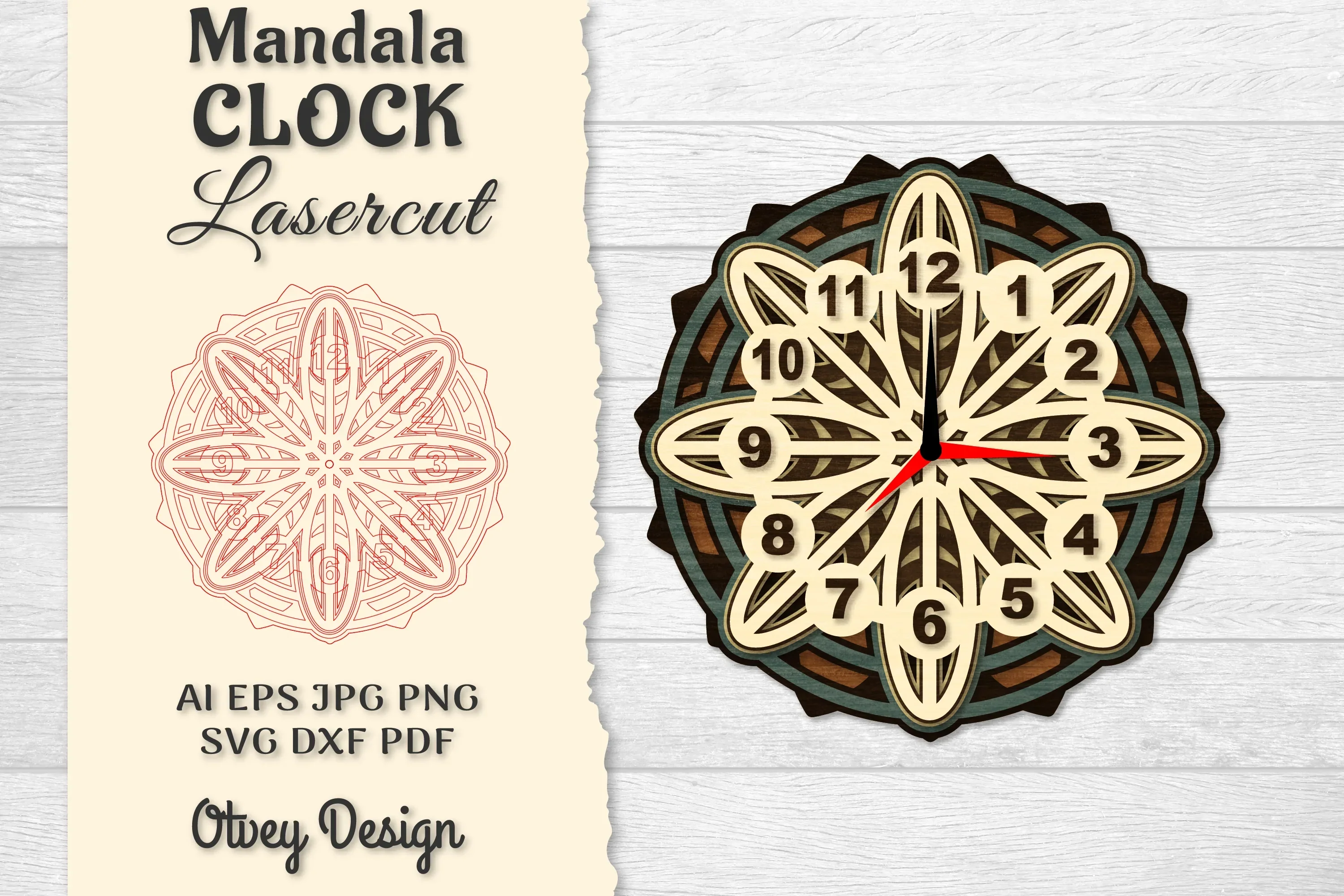 Clock Mandala Lasercut SVG Bundle