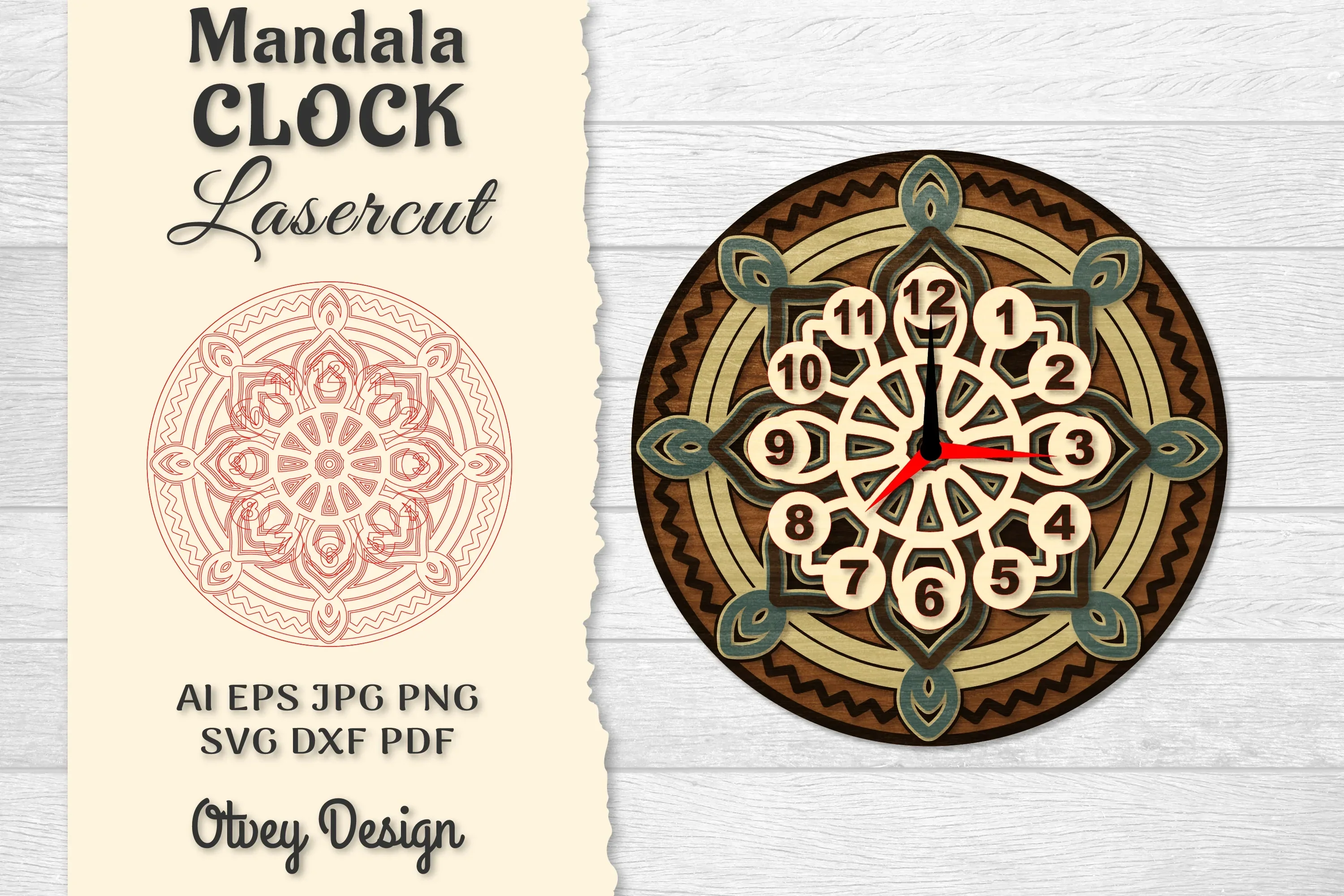 Clock Mandala Lasercut SVG Bundle