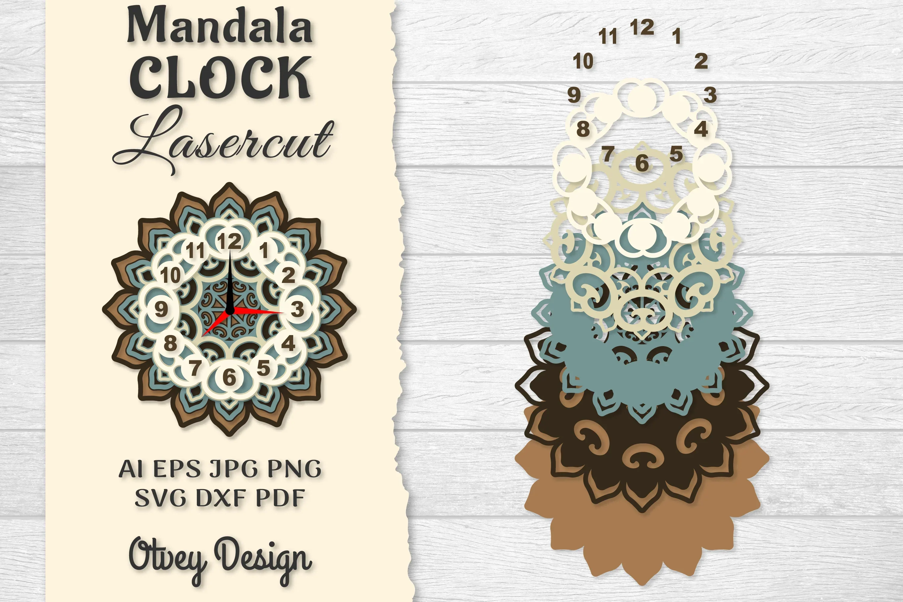 Clock Mandala Lasercut SVG Bundle - Image 2