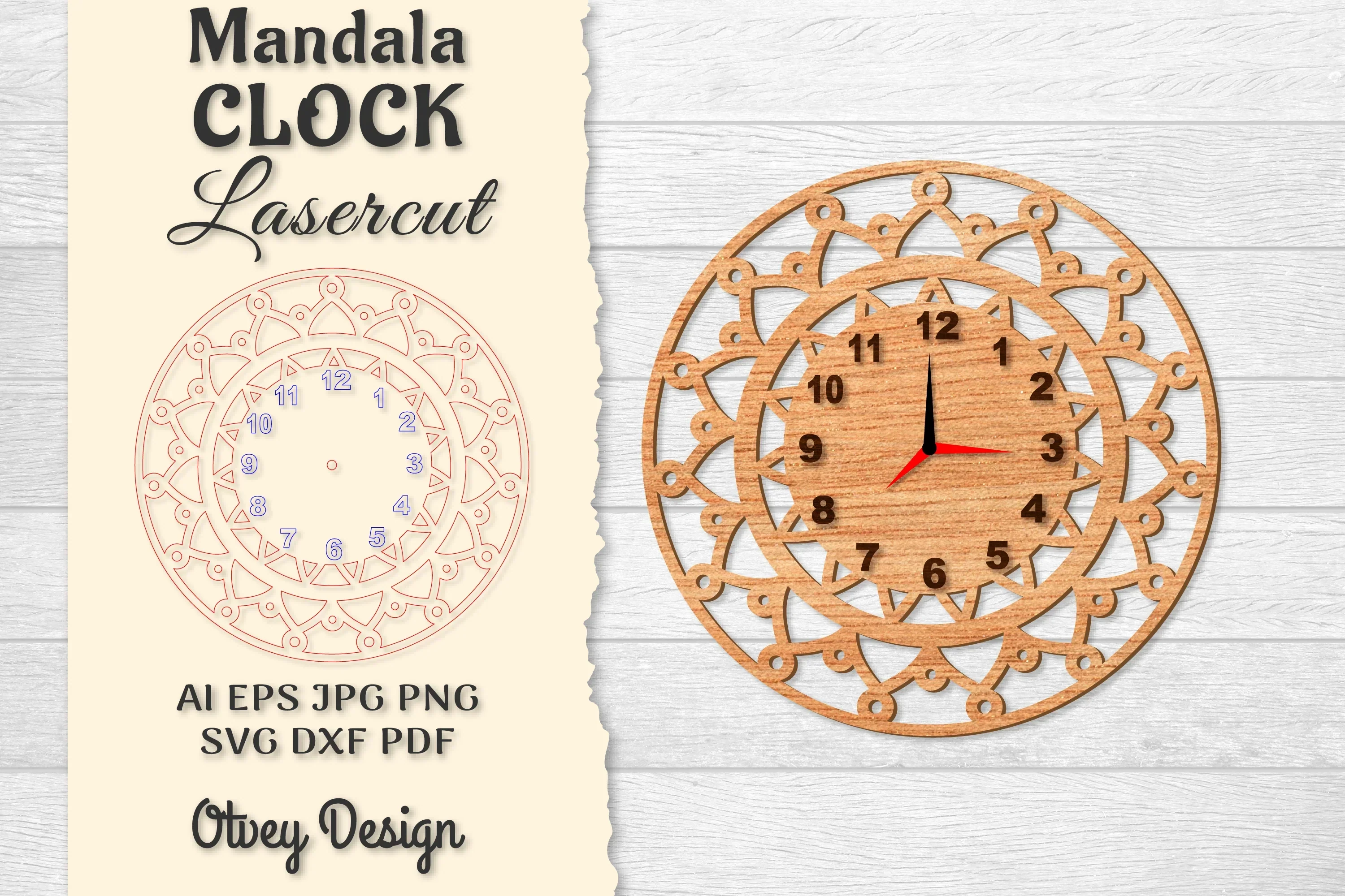 Clock Mandala Lasercut SVG Bundle