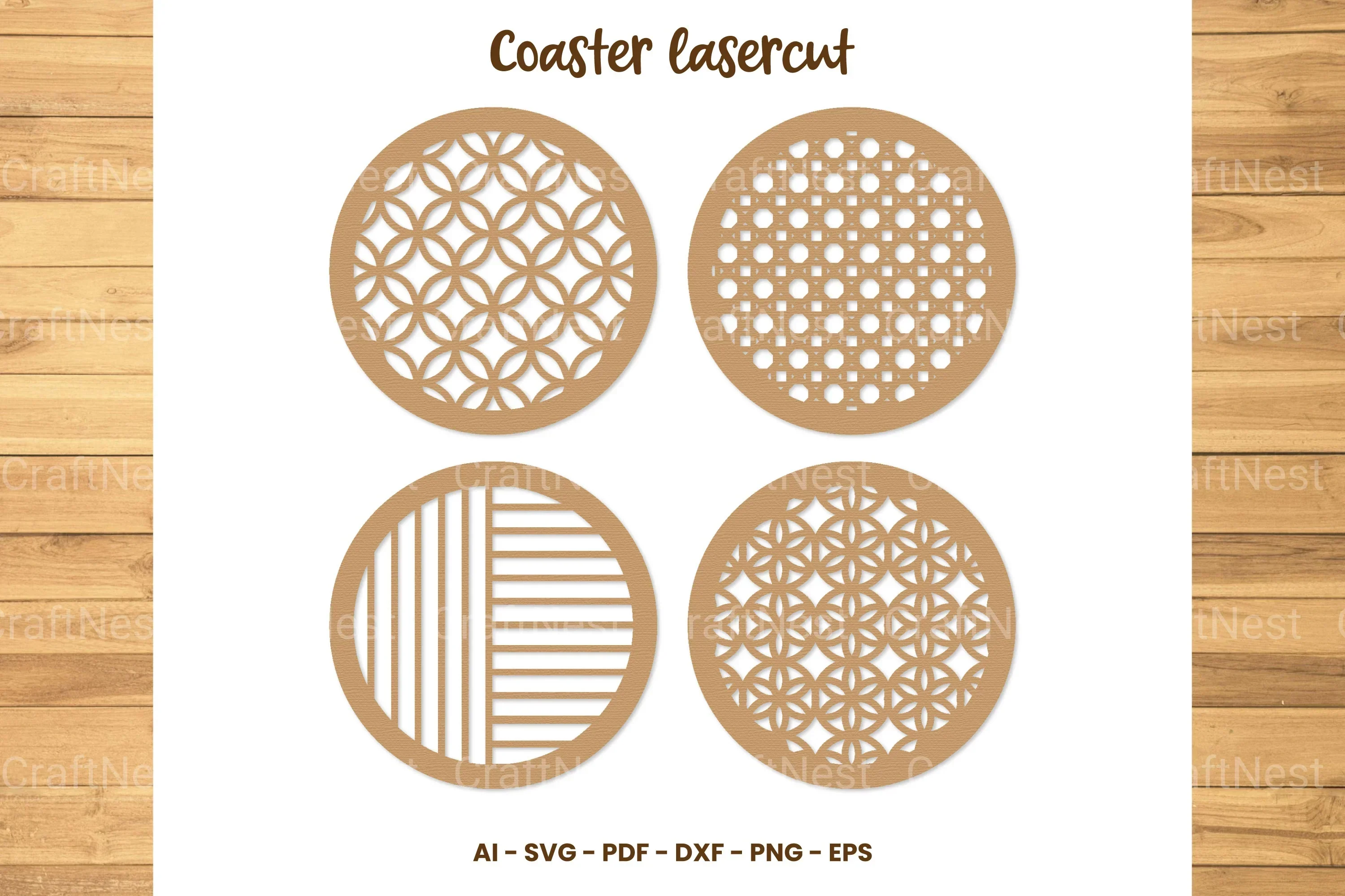Coaster Lasercut SVG Bundle