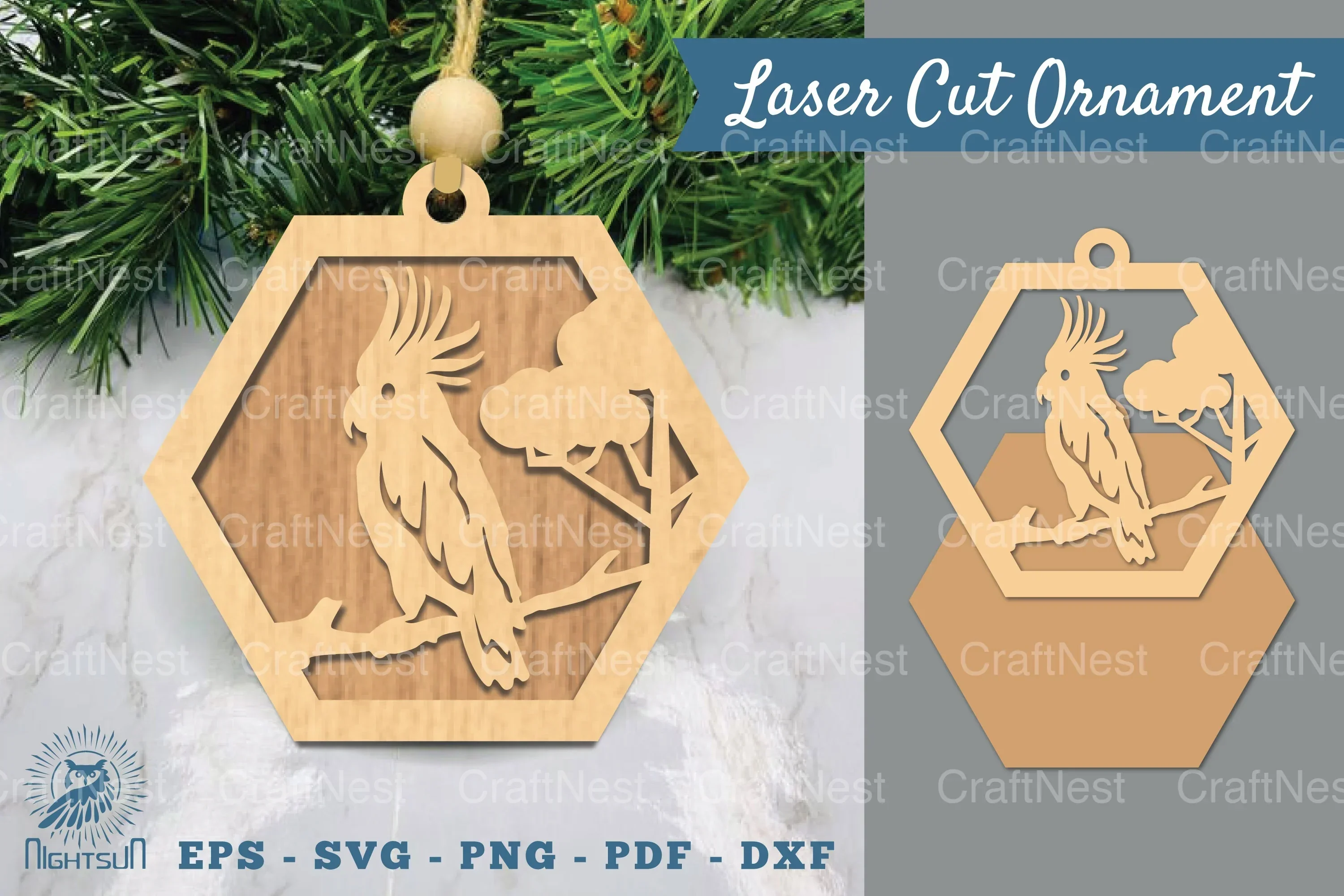 Cockatoo in Forest Laser Cut Ornament Clipart Bundle