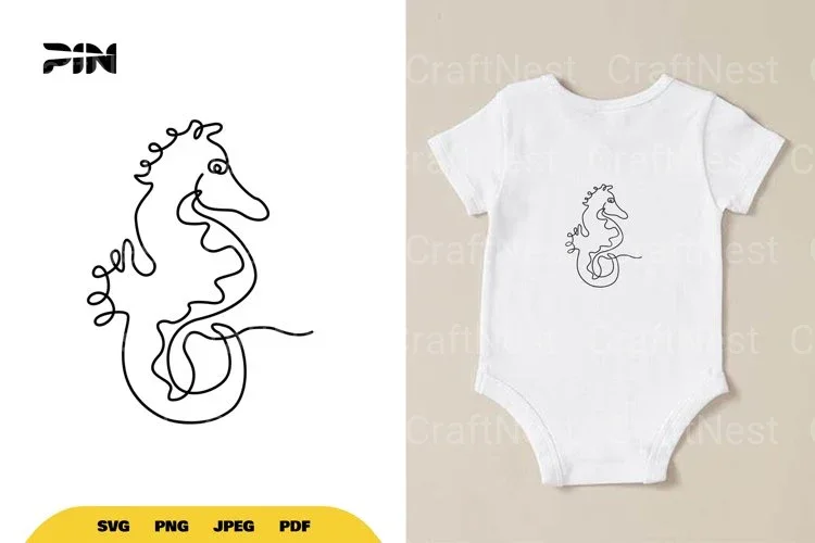 Continuous Line Seahorse SVG Bundle