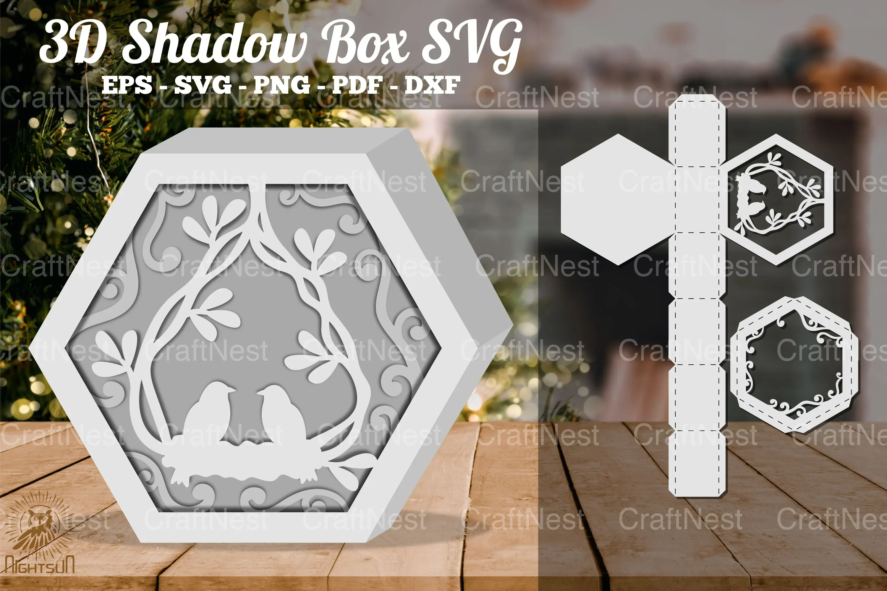 Couple Bird 3D Shadow Box Clipart Bundle