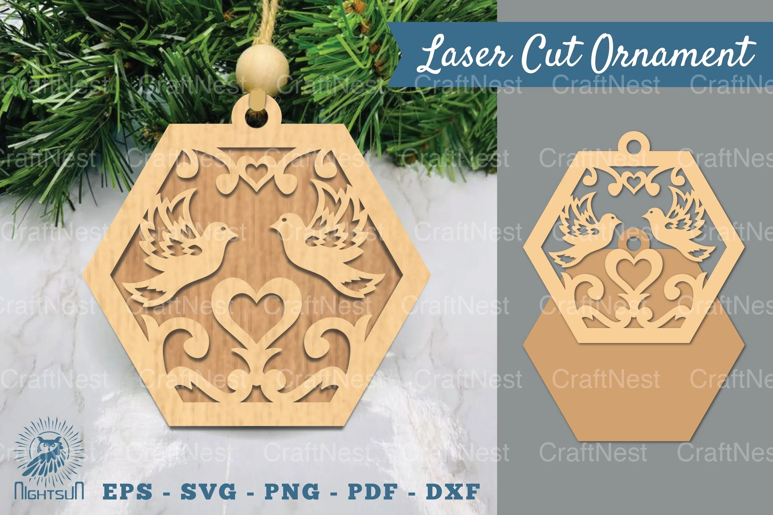 Couple Birds Laser Cut Ornament Clipart Bundle