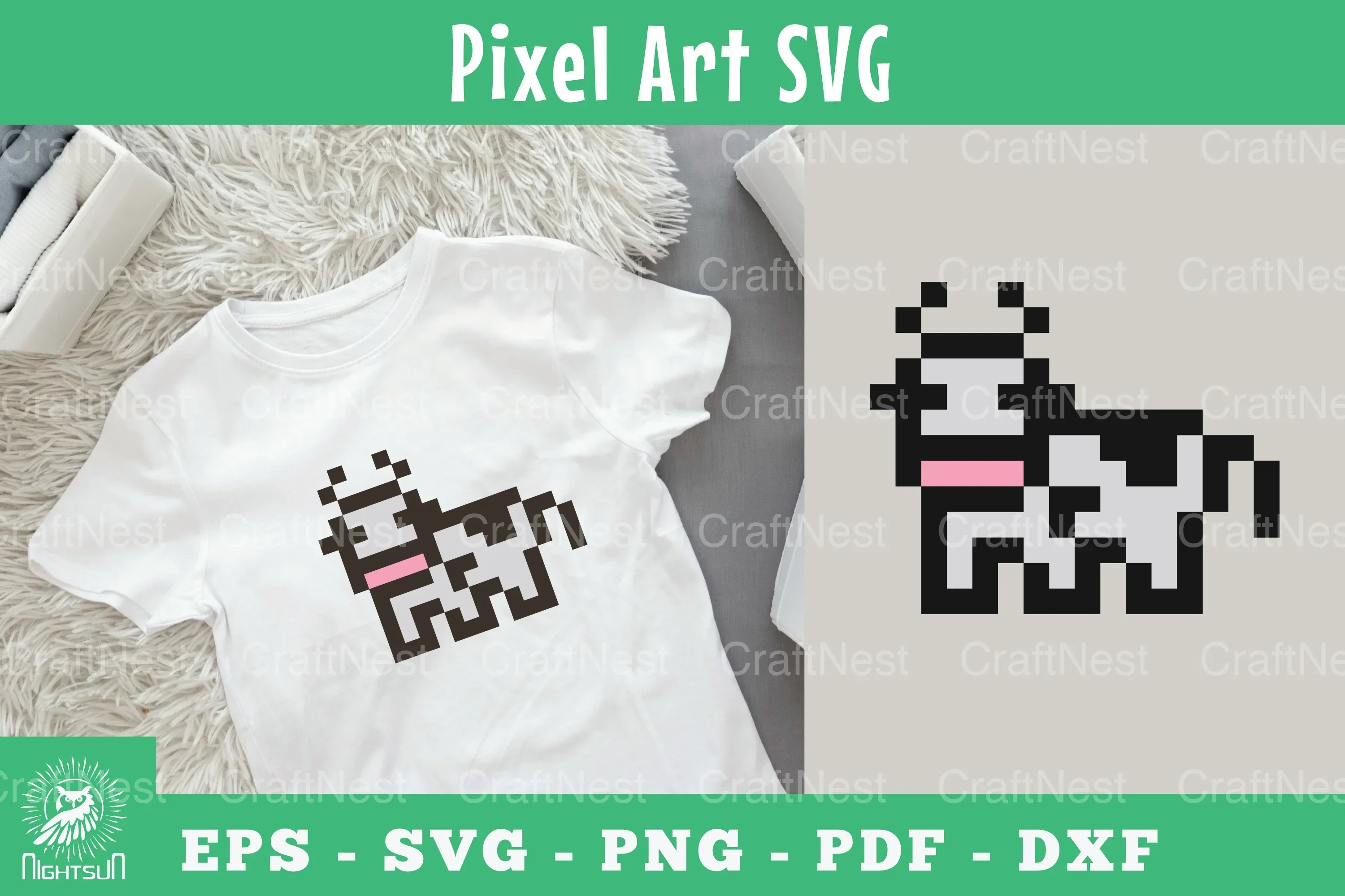 Cow Pixel Art Clipart Bundle