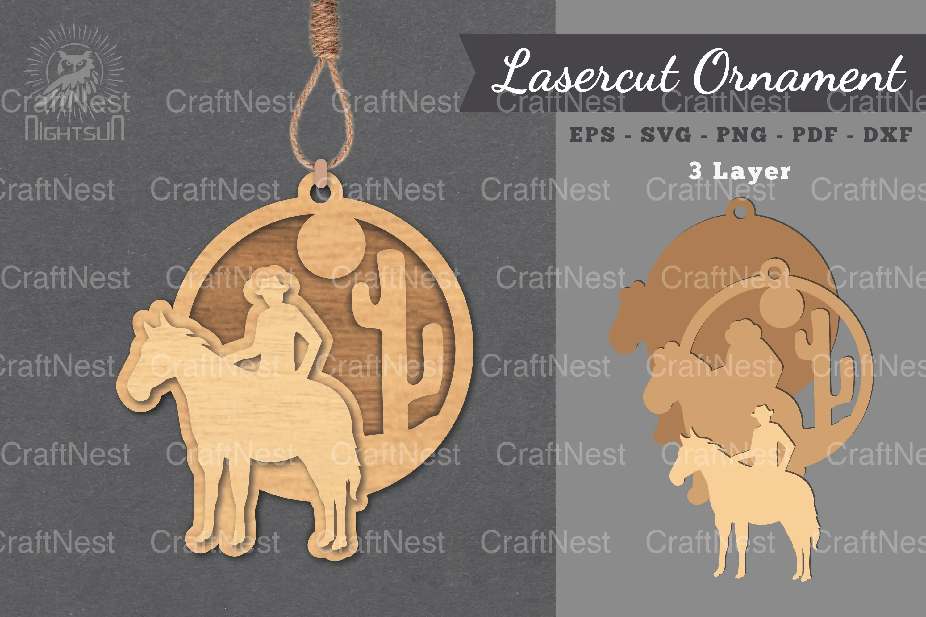 Cowboy Laser Cut Ornament Clipart Bundle