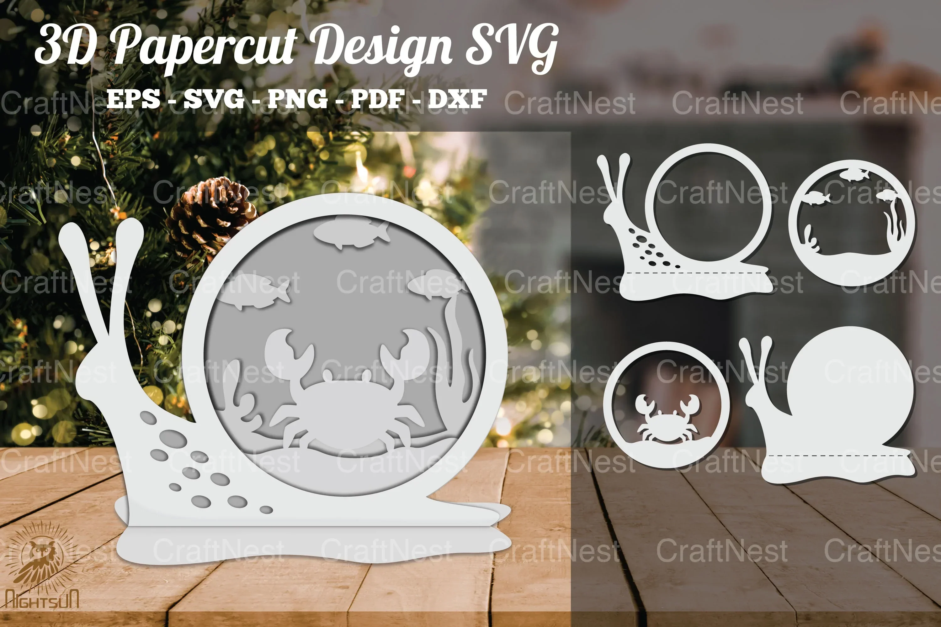 Crab 3D Papercut Design Clipart Bundle