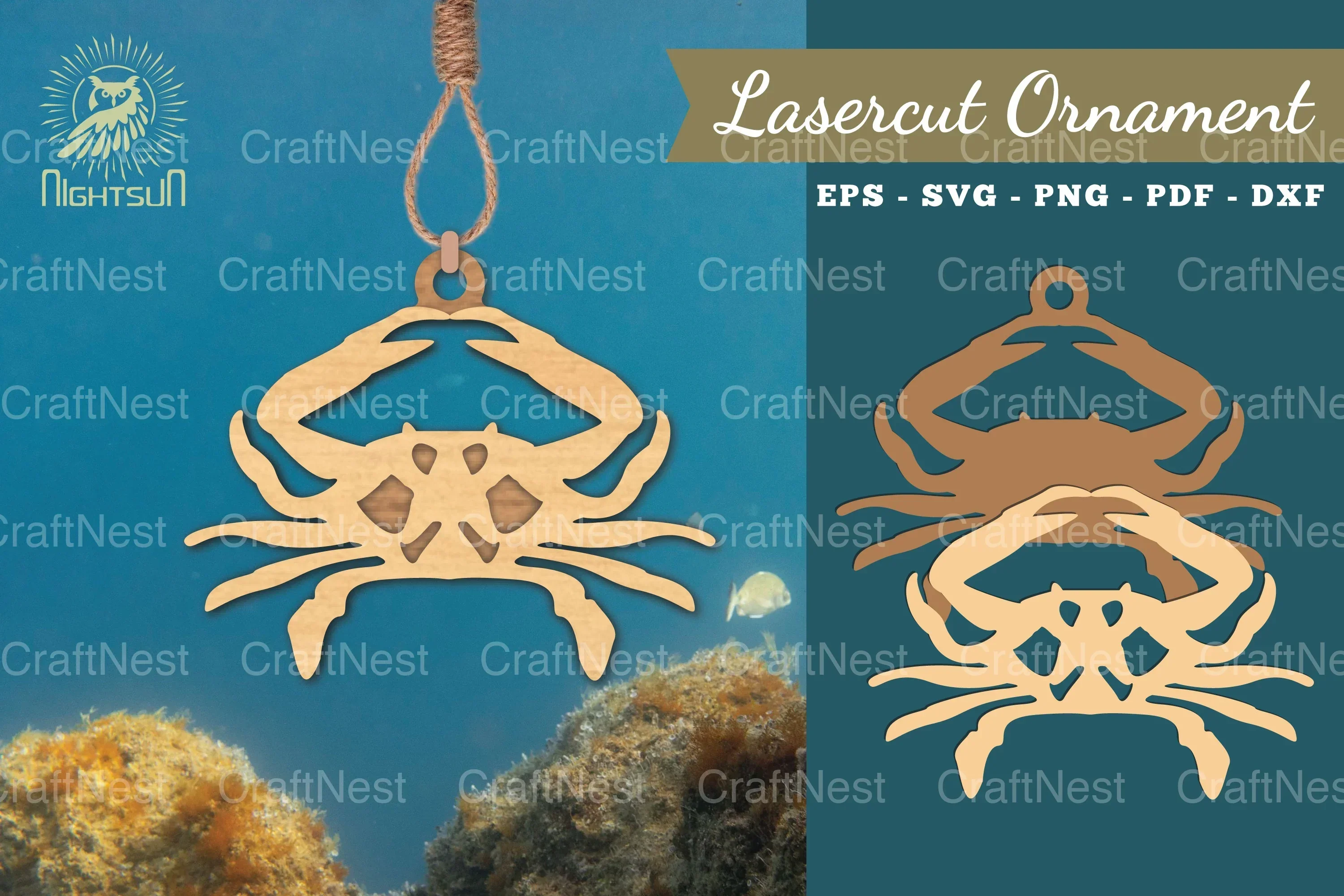 Crab Laser Cut Ornament Clipart Bundle