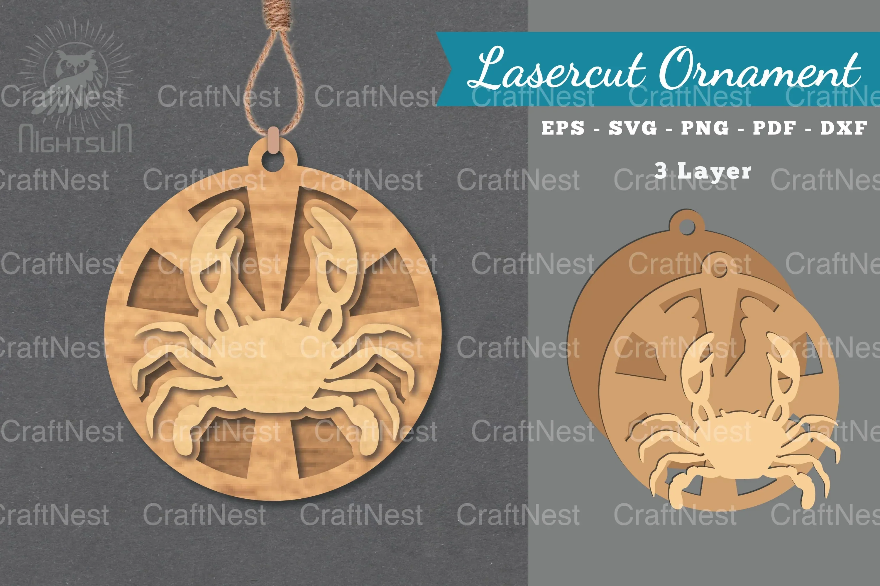 Crab Laser Cut Ornament Clipart Bundle