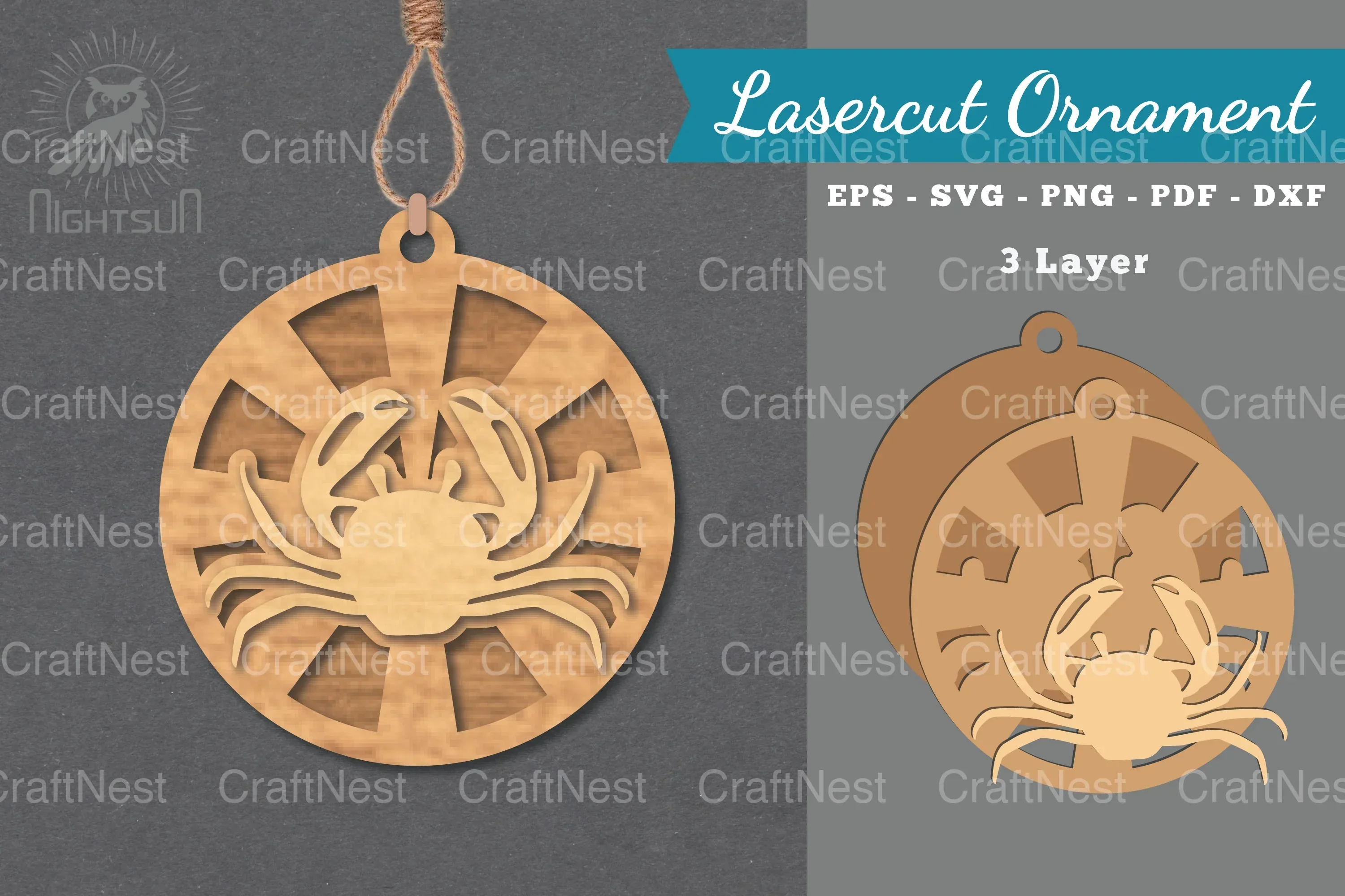 Crab Laser Cut Ornament SVG Bundle