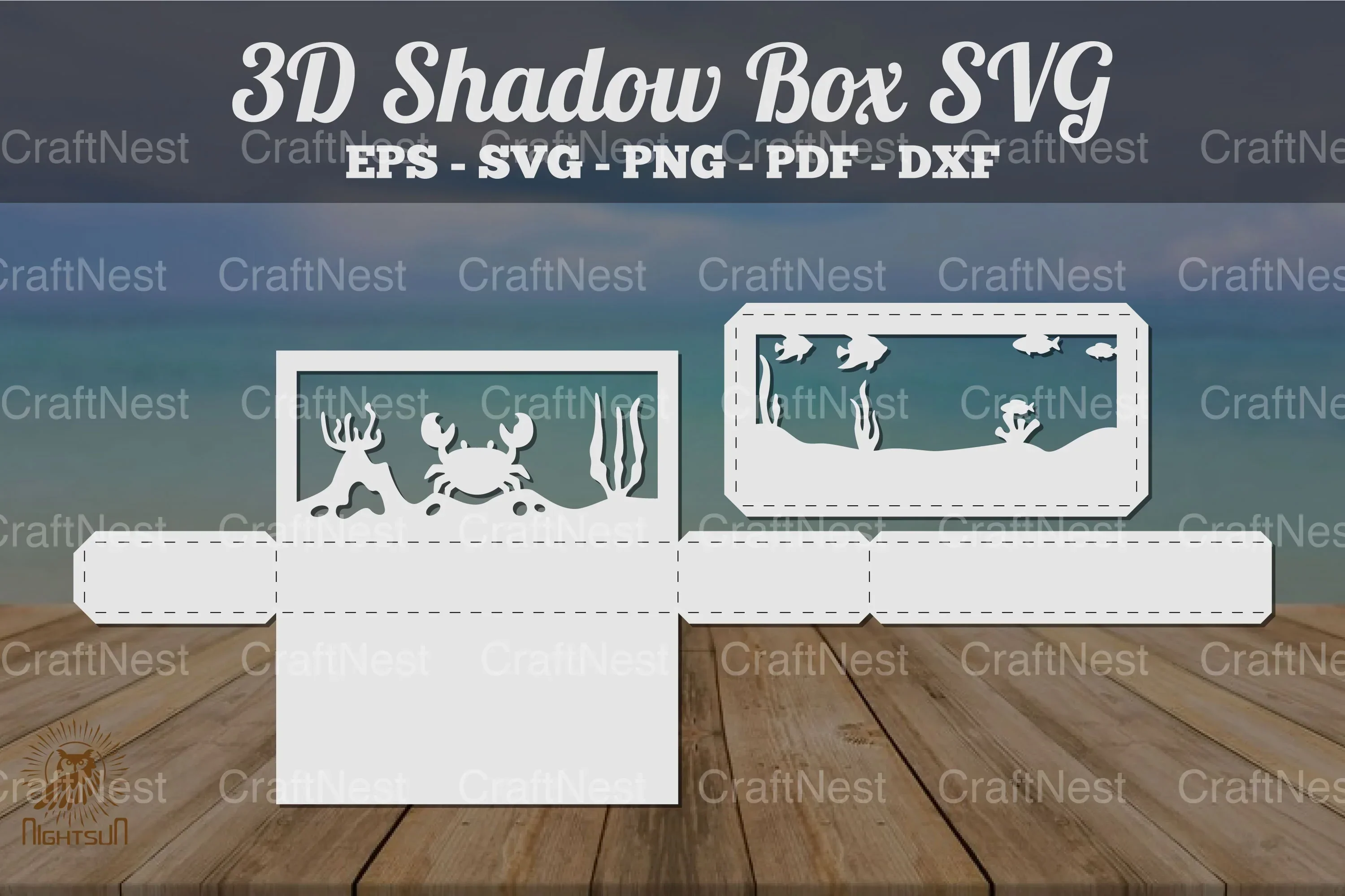 Crab Underwater Scene Shadow Box SVG Bundle - Image 2